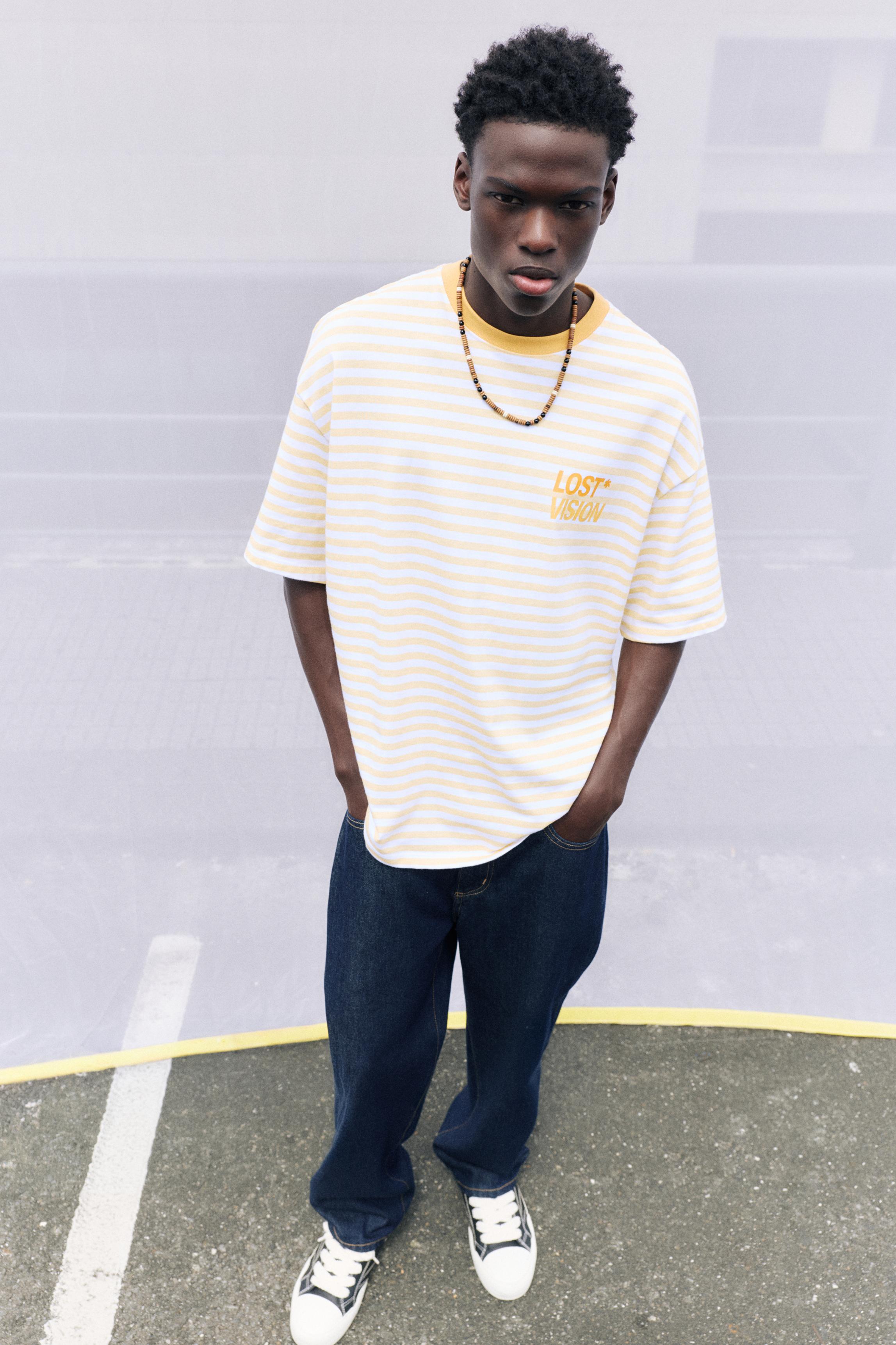 STWD boxy striped T-shirt — Yellow