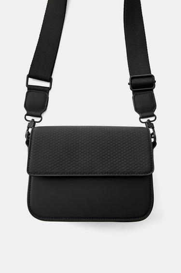 Rubberised textured crossbody bag — Black 5