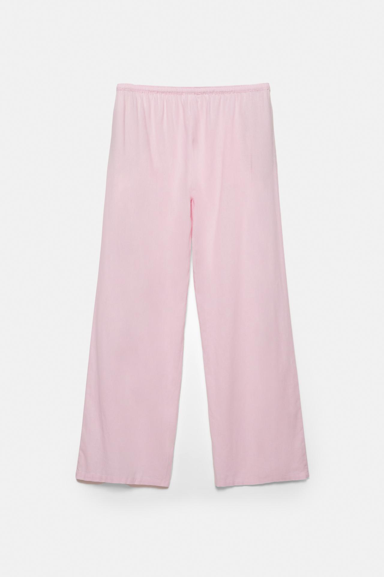 Flowy trousers with linen — Pastel pink