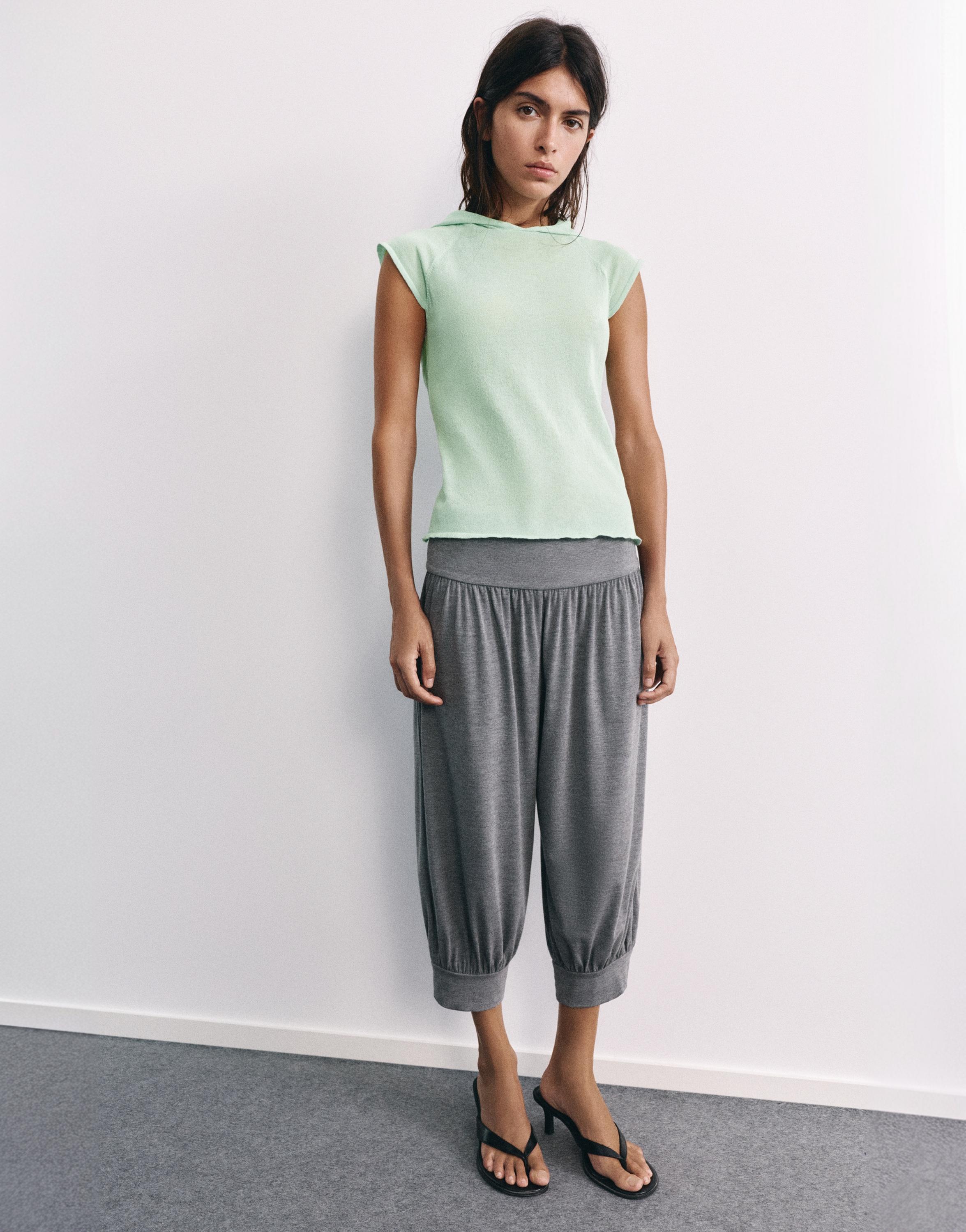 Fine knit hooded T-shirt — Mint