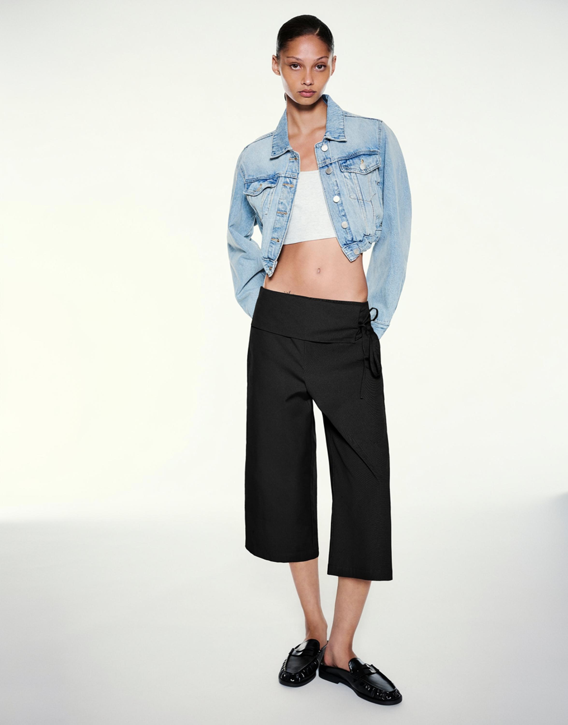Sash tie culottes — Black