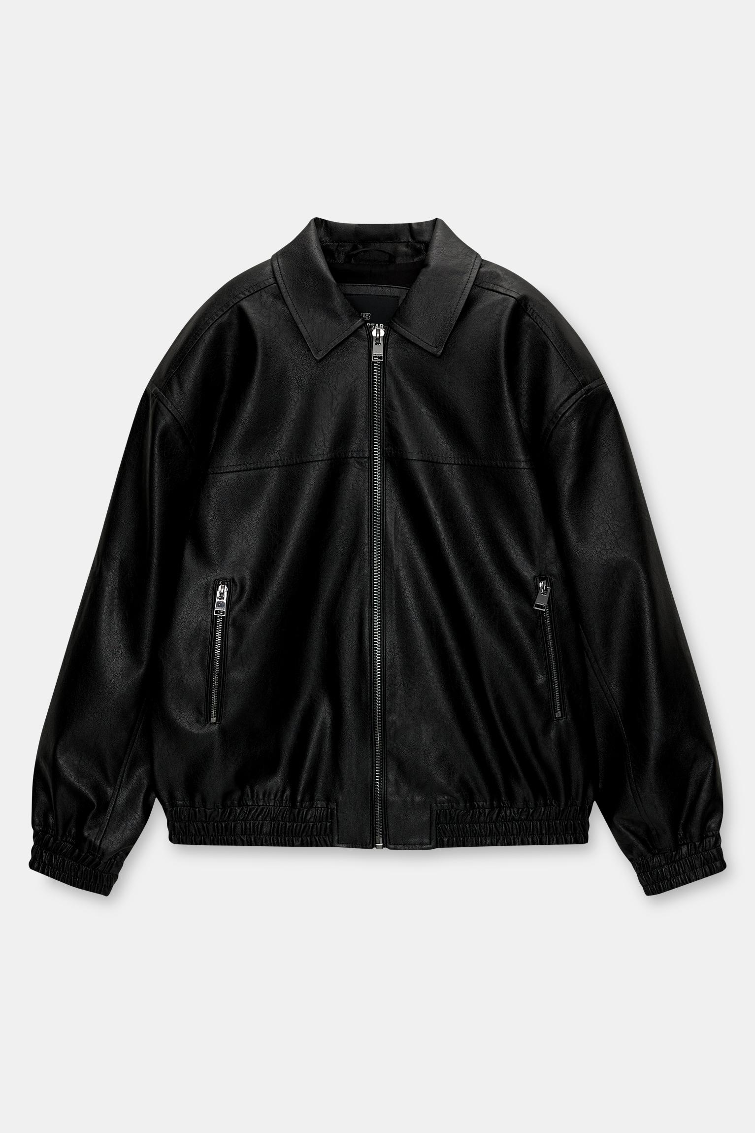 Dad fit leather effect jacket
