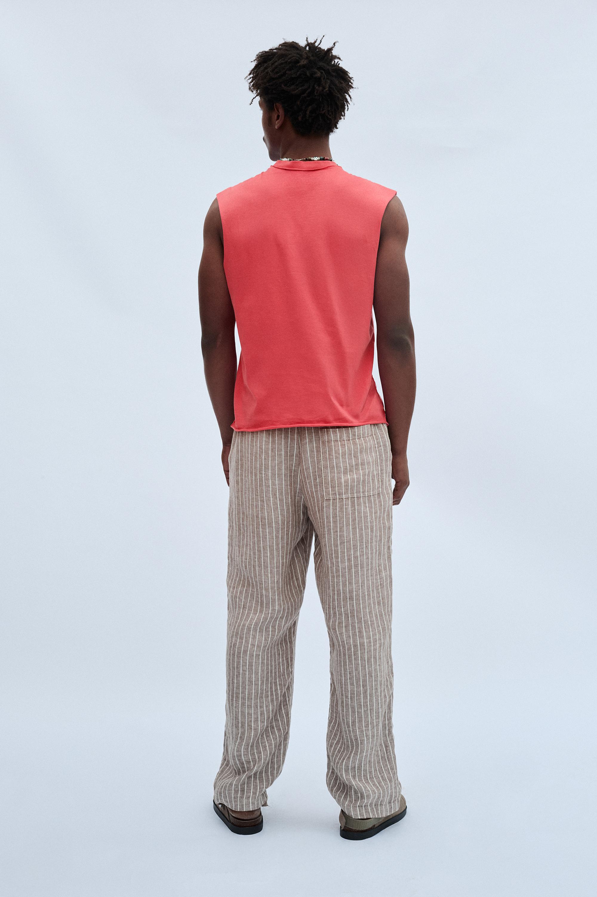 100% linen jogger trousers — Striped