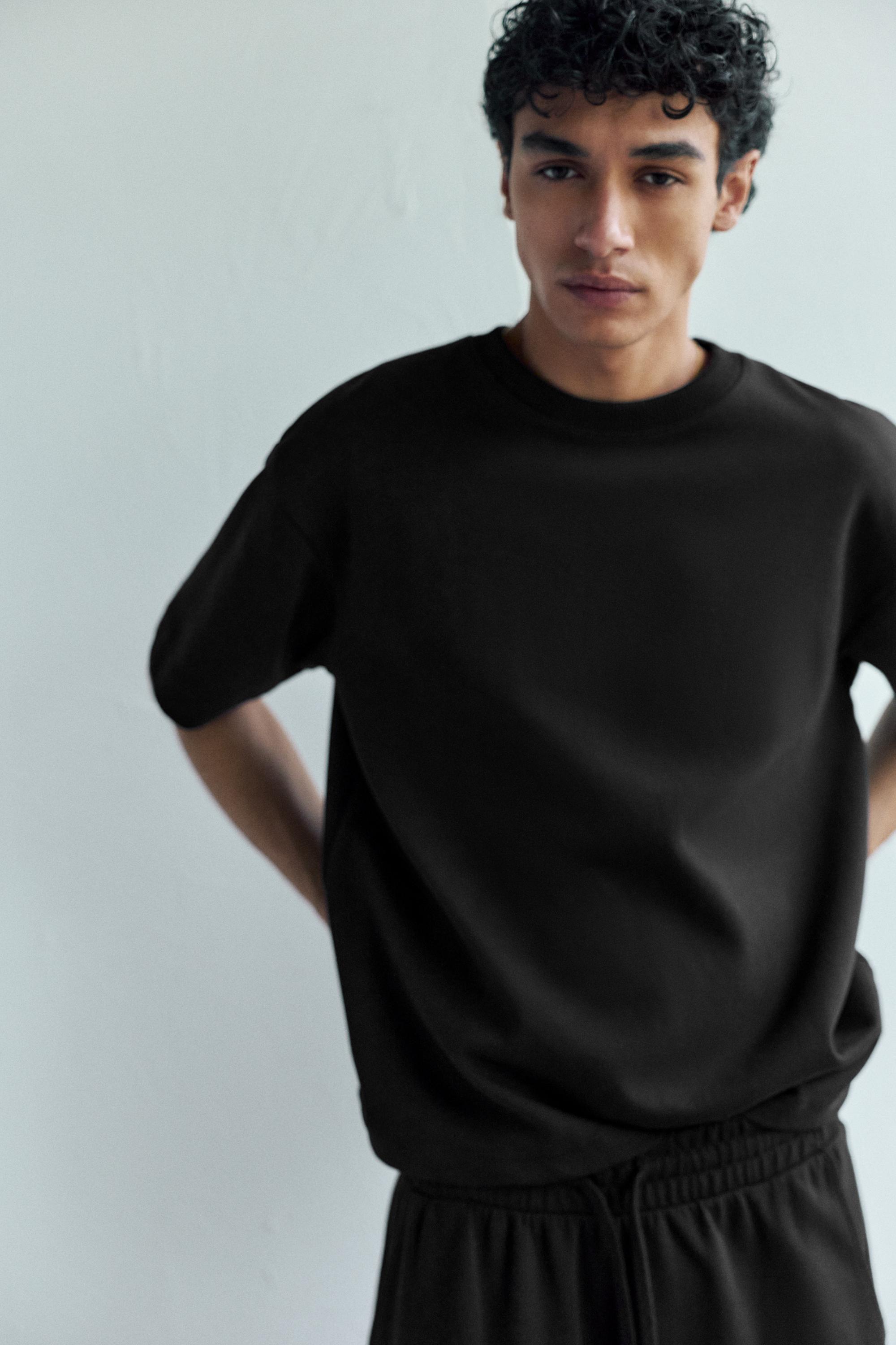Basic short sleeve sweatshirt — Black