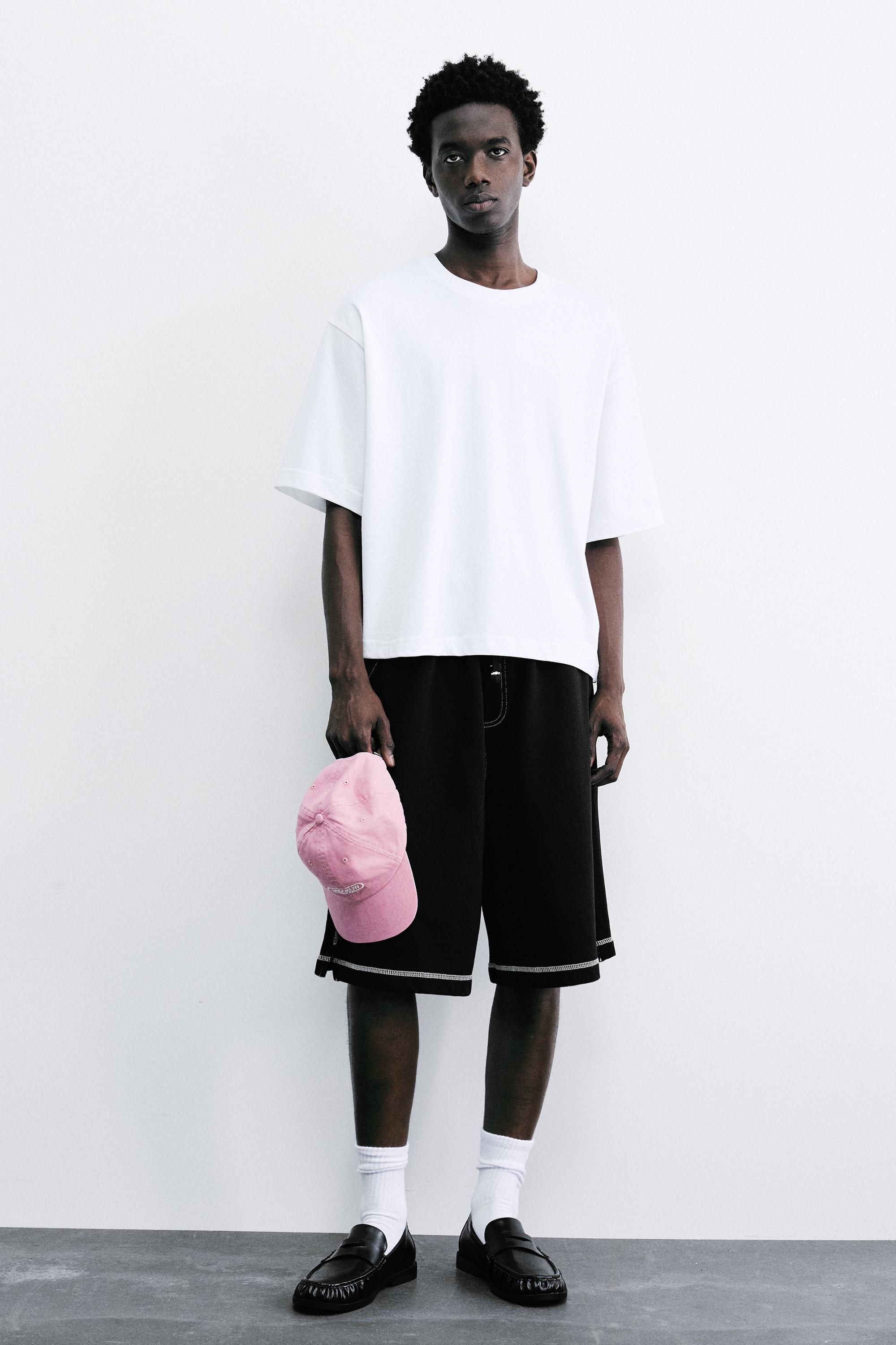 Cropped short sleeve T-shirt — Off white