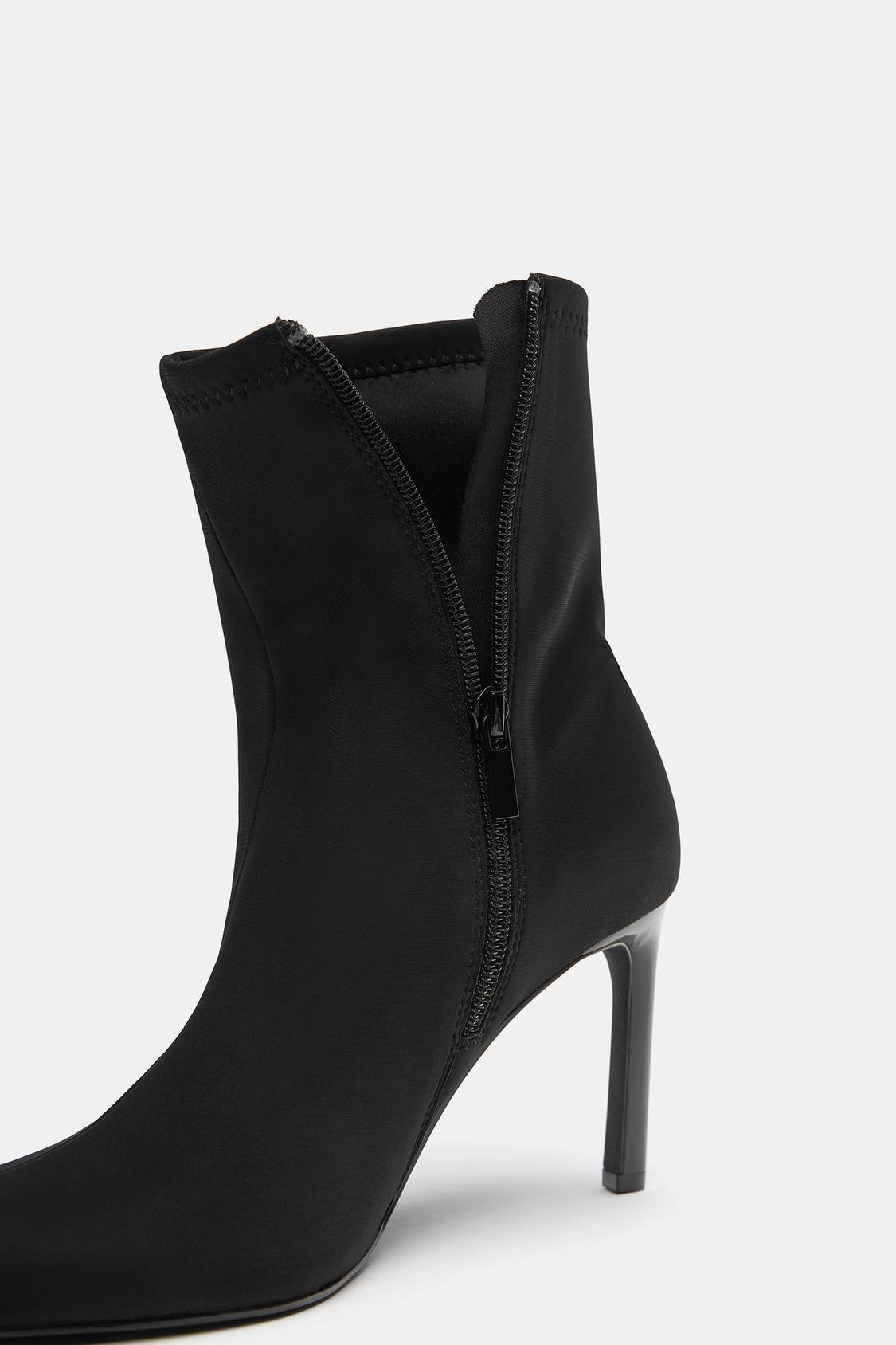 Stiletto Heel Stretch High Heel Ankle Boots Stradivarius Black
