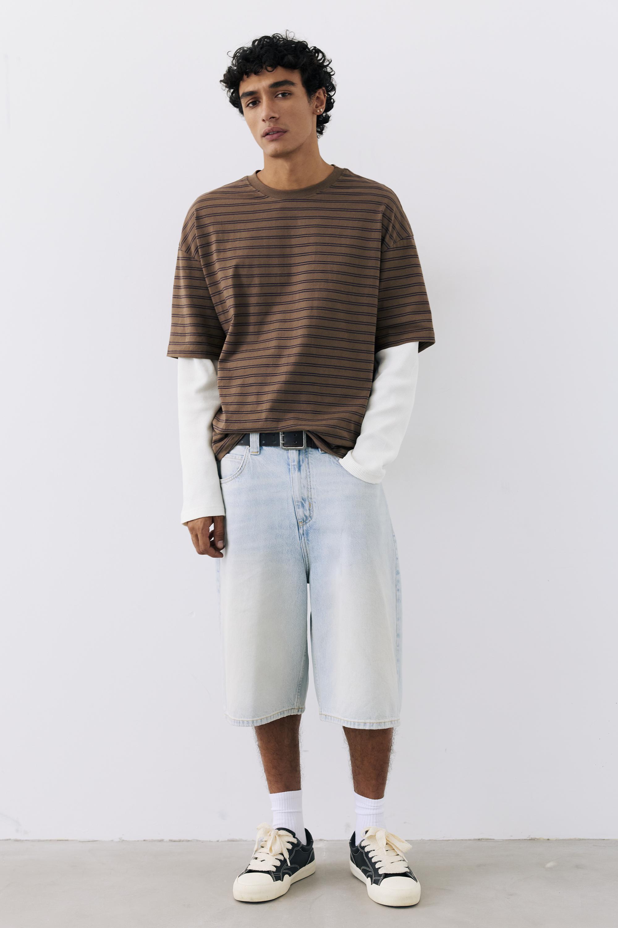 Double-layer long sleeve T-shirt — Striped