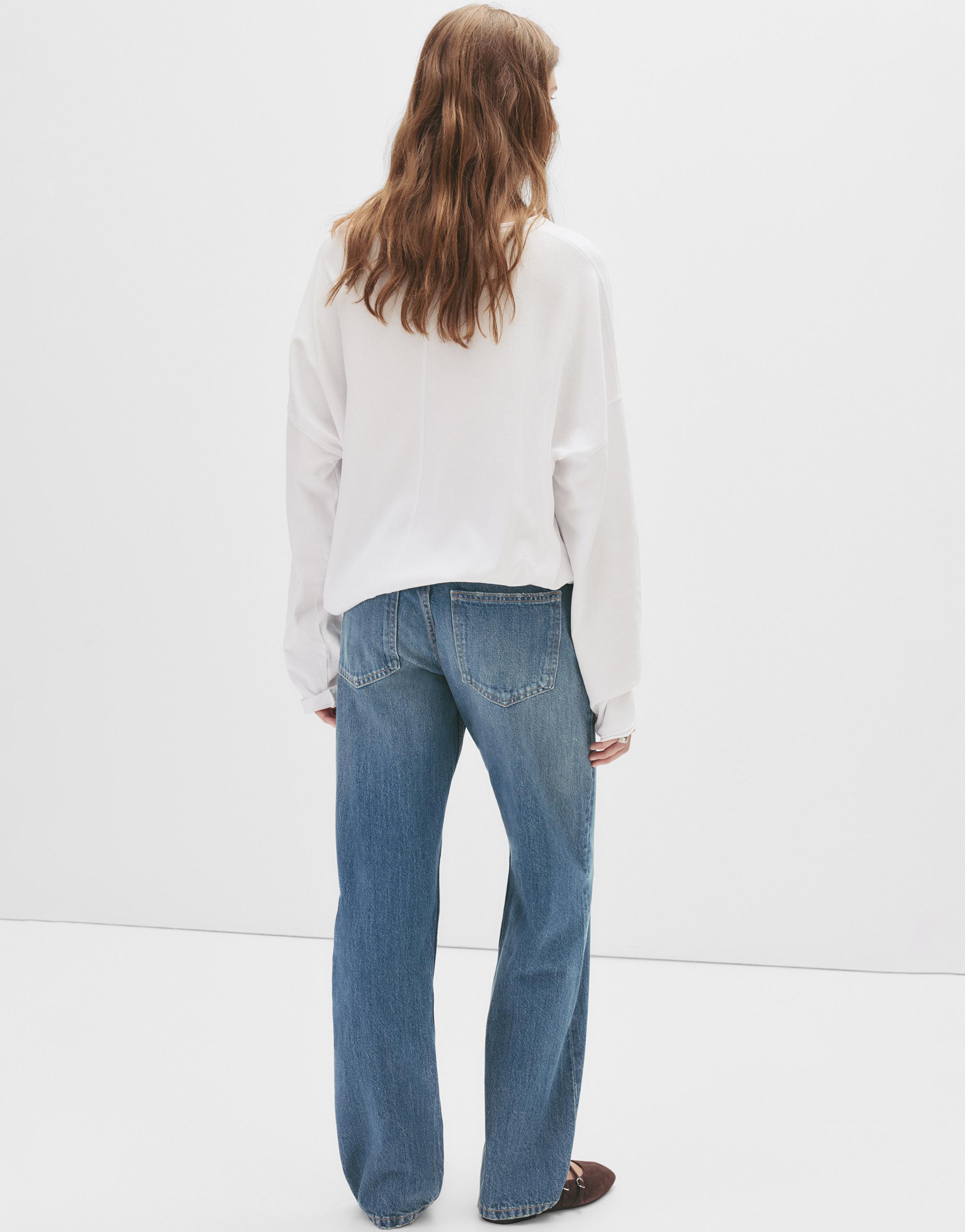 Mid-waist straight-leg jeans — Dark blue