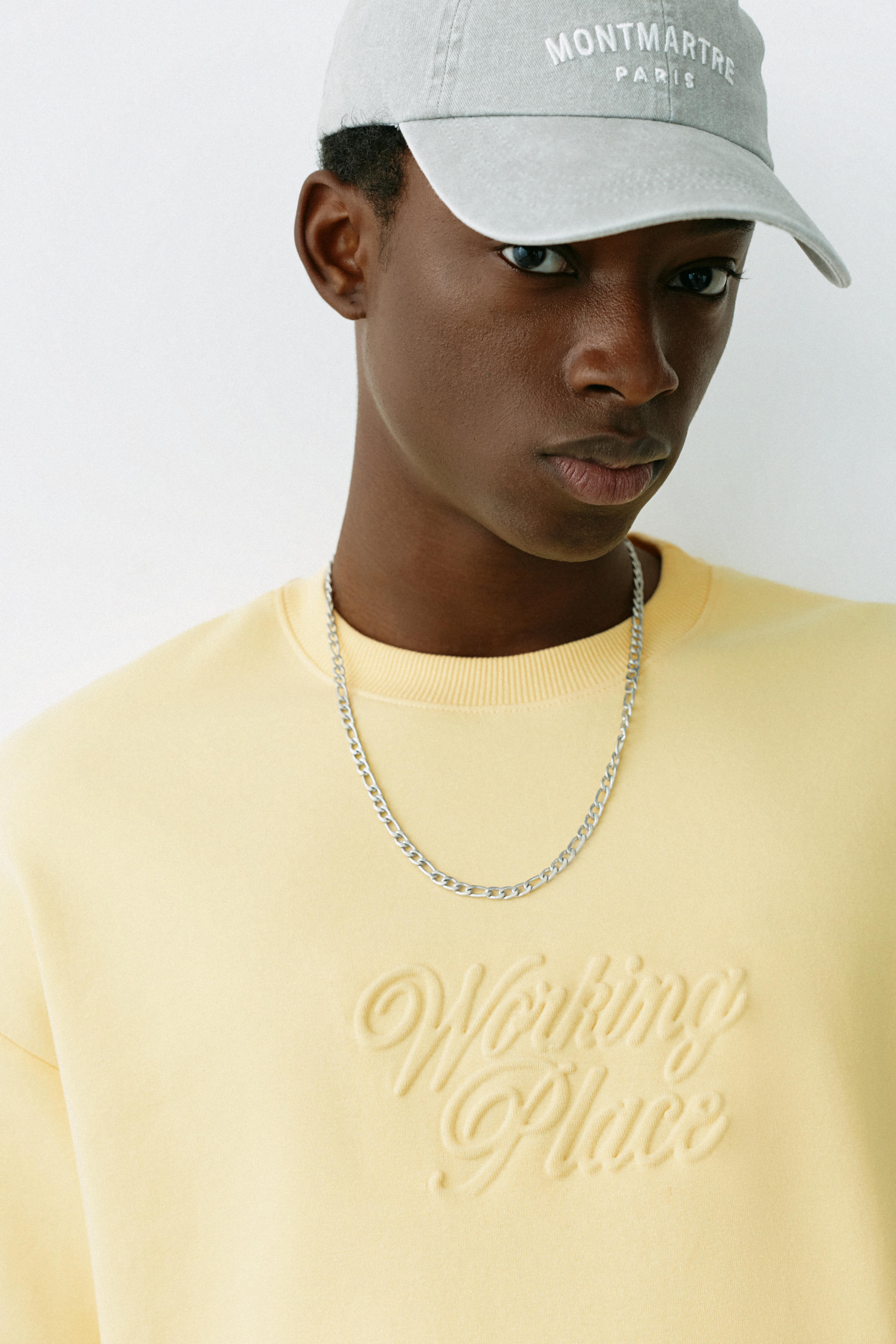 Short sleeve slogan sweatshirt — Yellow