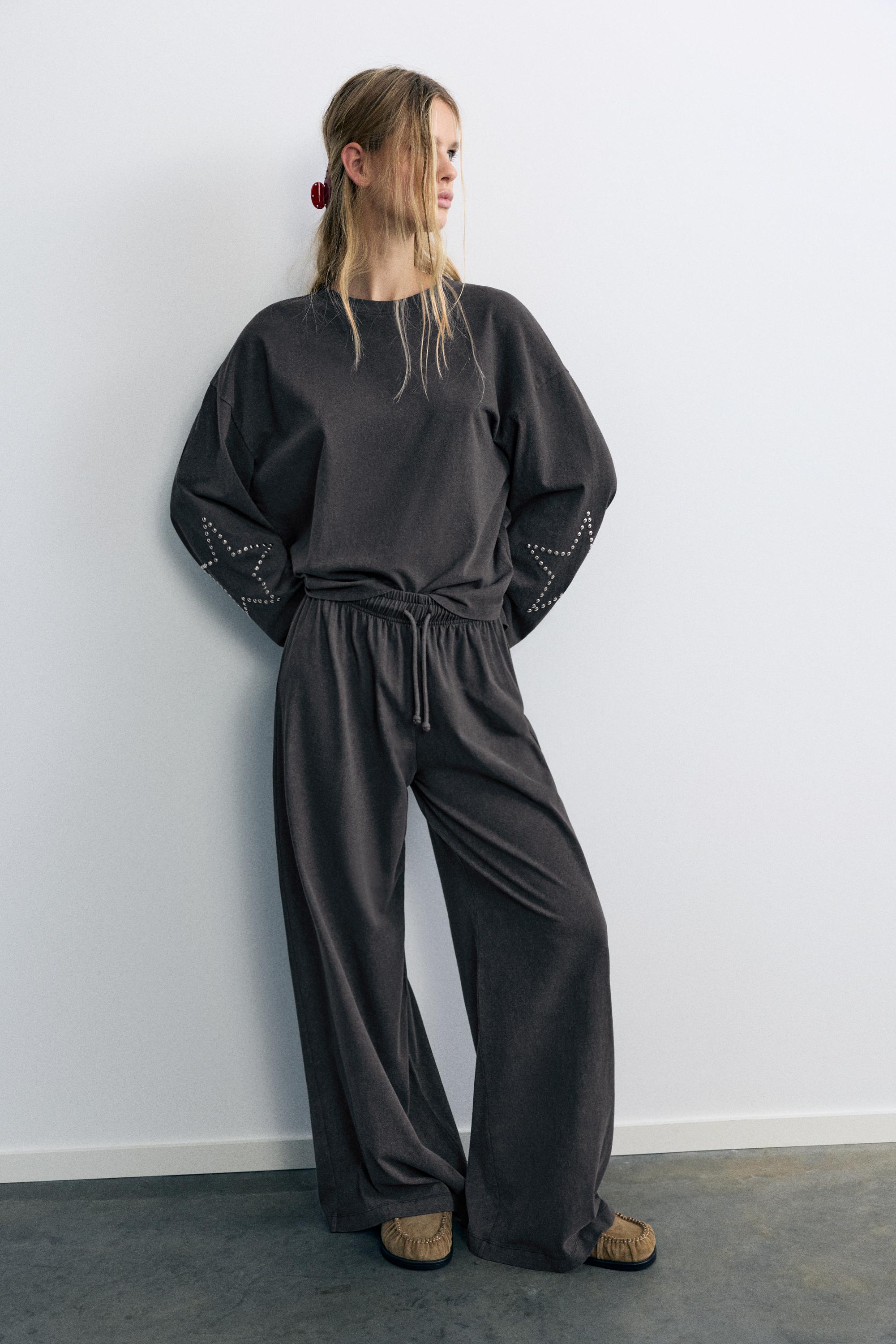 Wide-leg star trousers — Grey