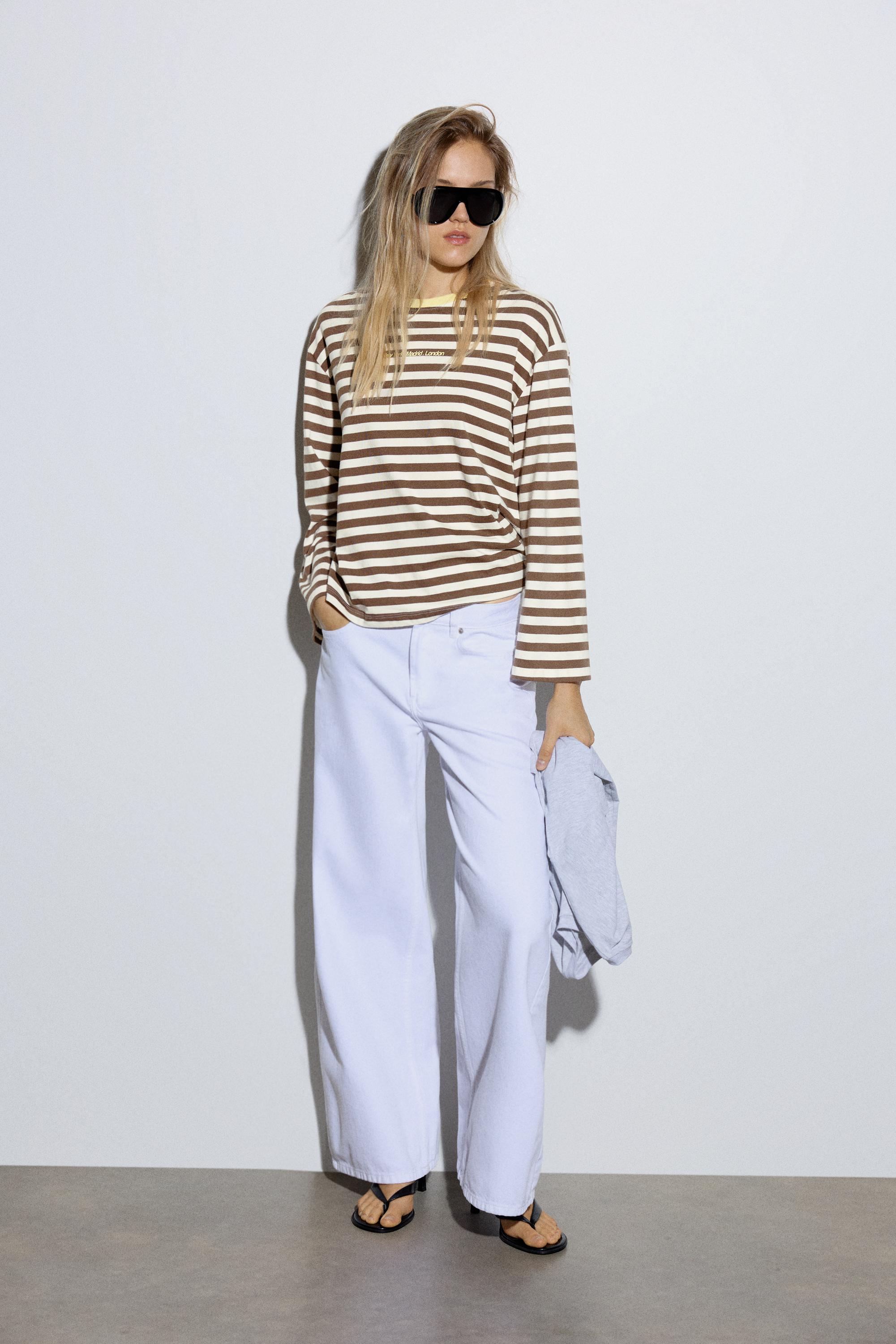 Oversize striped T-shirt — Brown