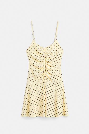Short strappy gathered dress — Yellow 7