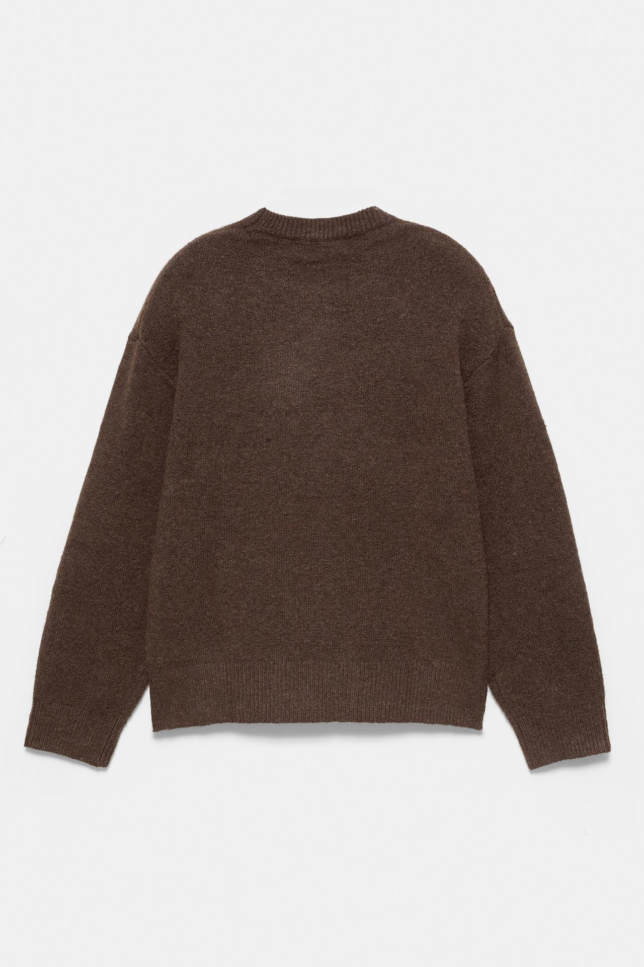 Basic round neck jumper — Brown