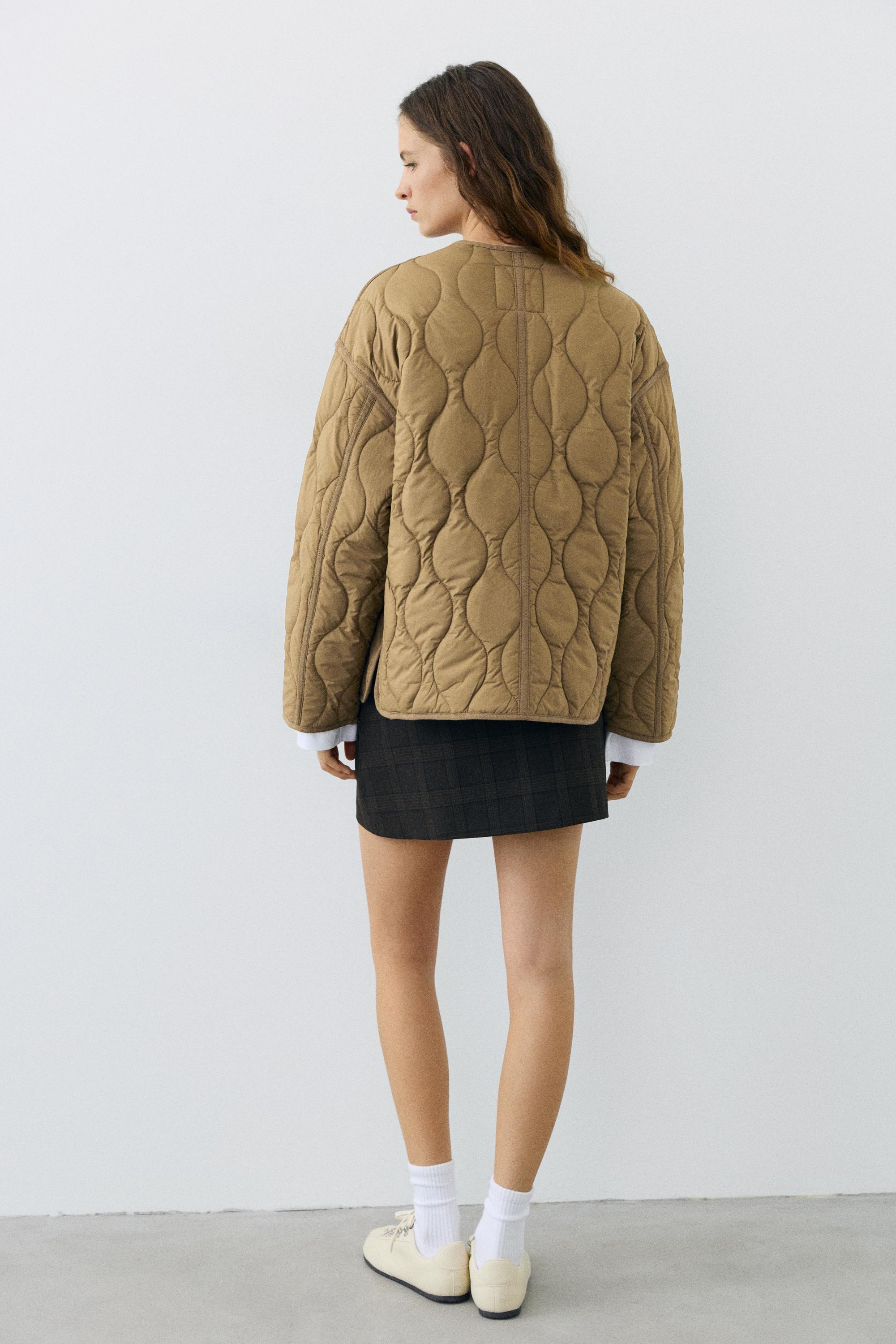 Puffer jacket with pockets — Dark khaki
