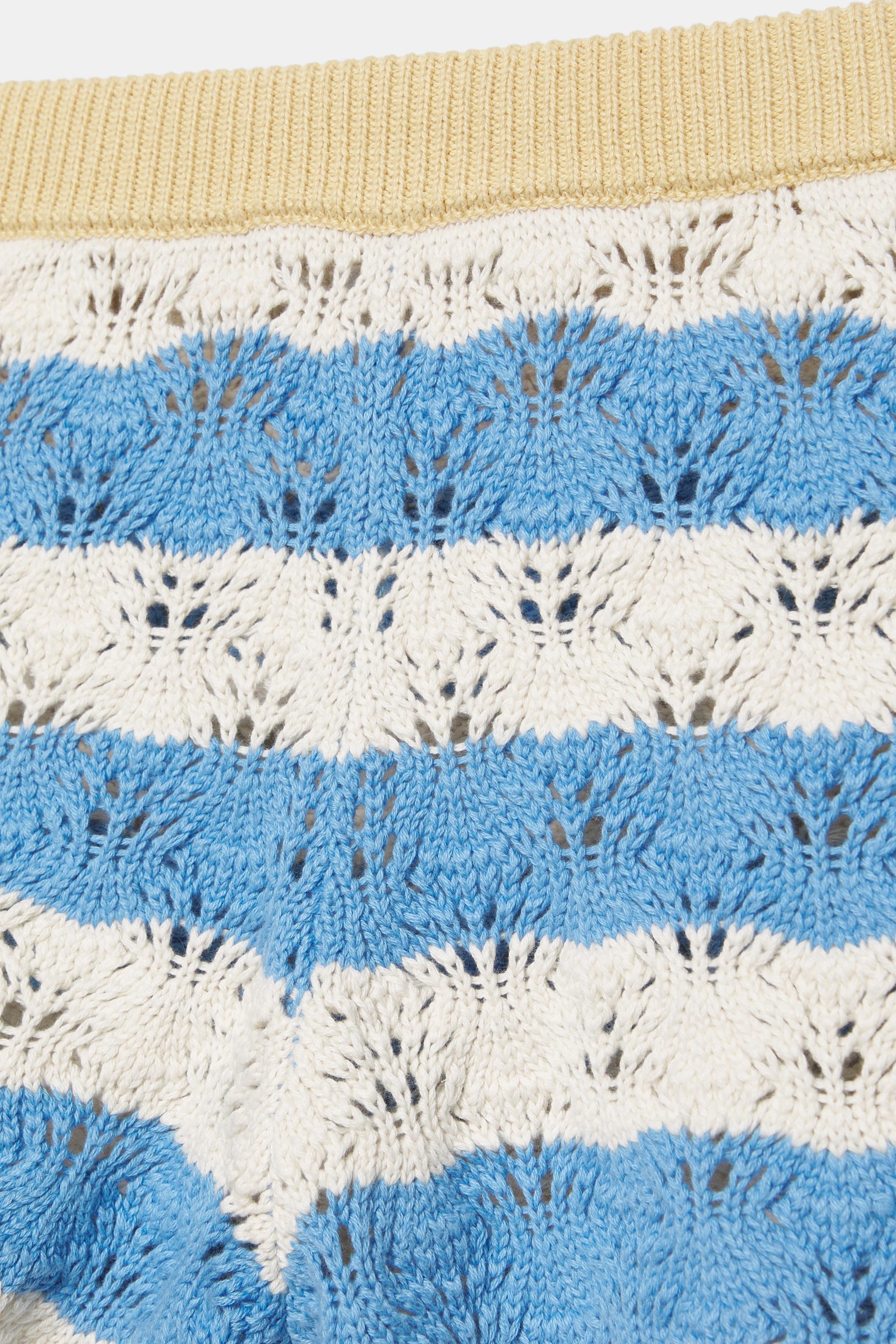 Striped crochet shorts — Pale blue