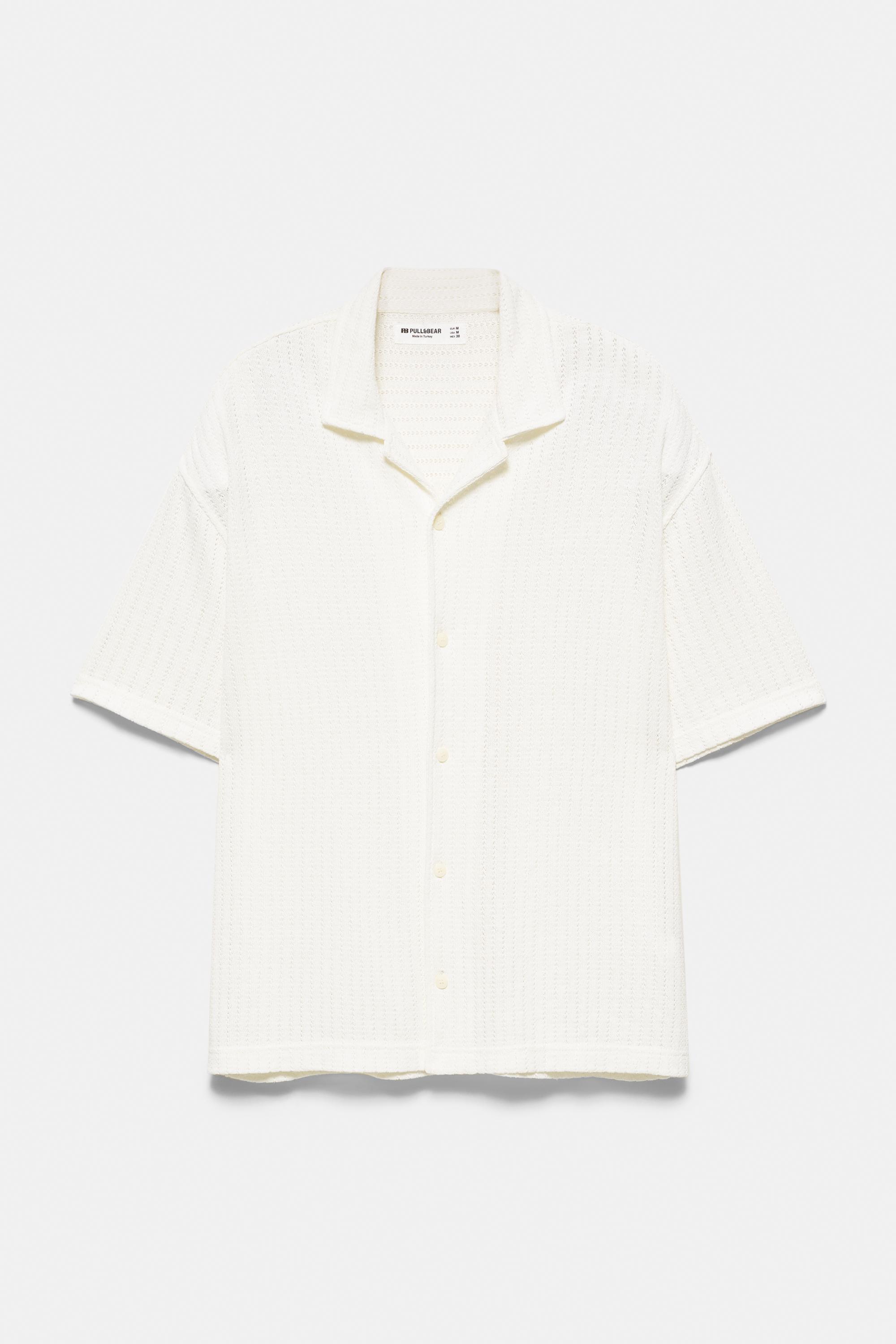 Short sleeve cutwork shirt — White tones