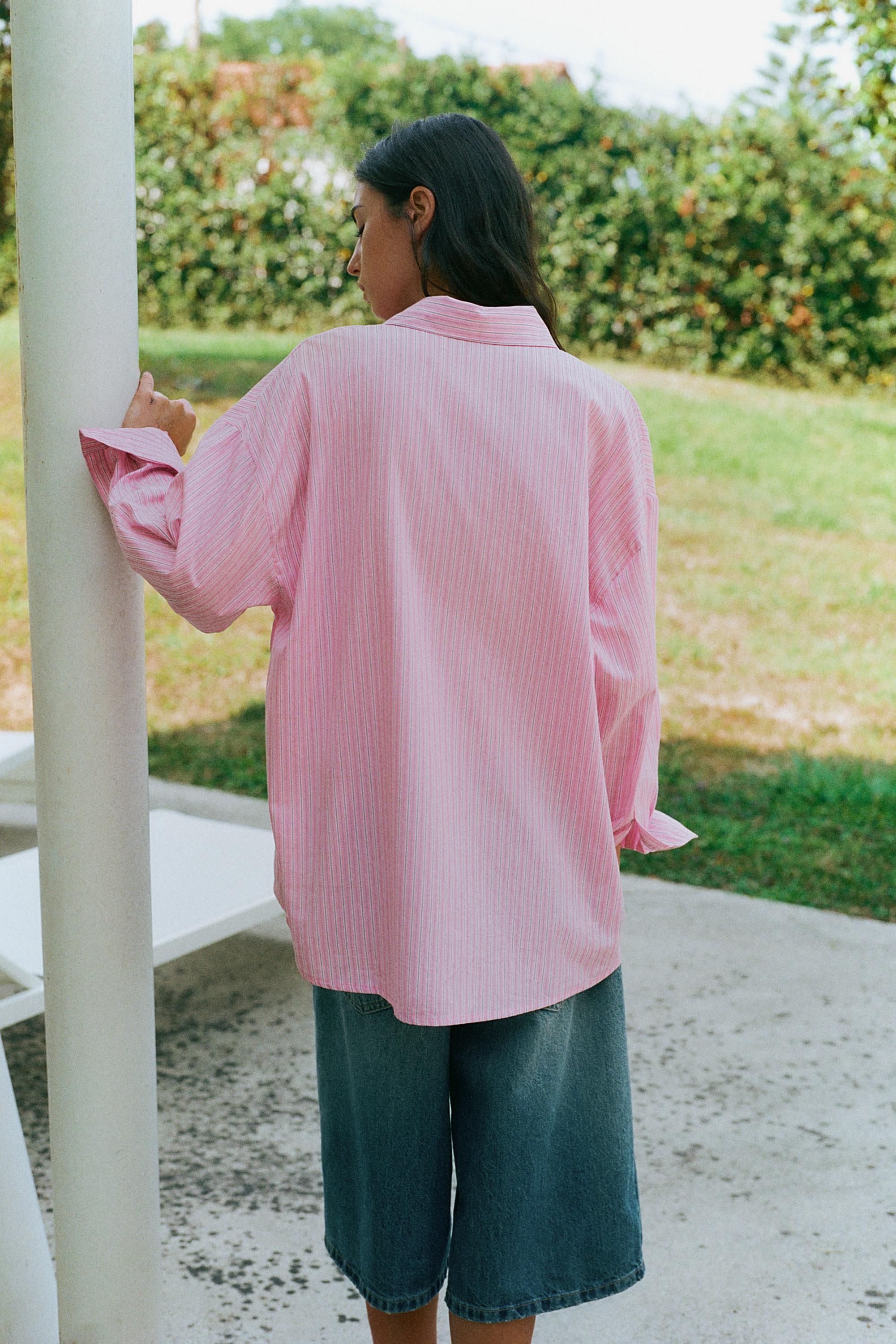 Striped oversized shirt — Pink