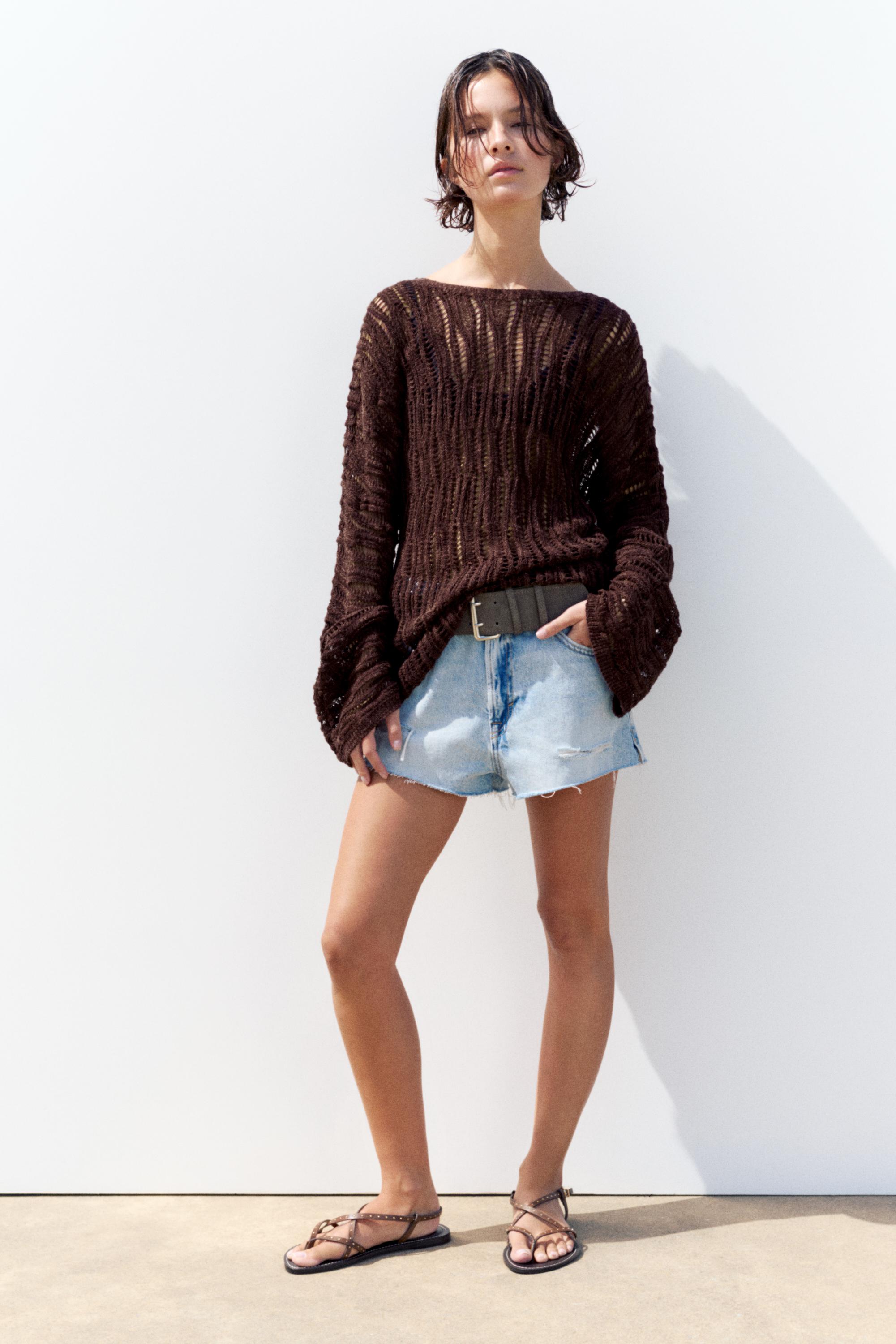 Cutwork jumper — Brown