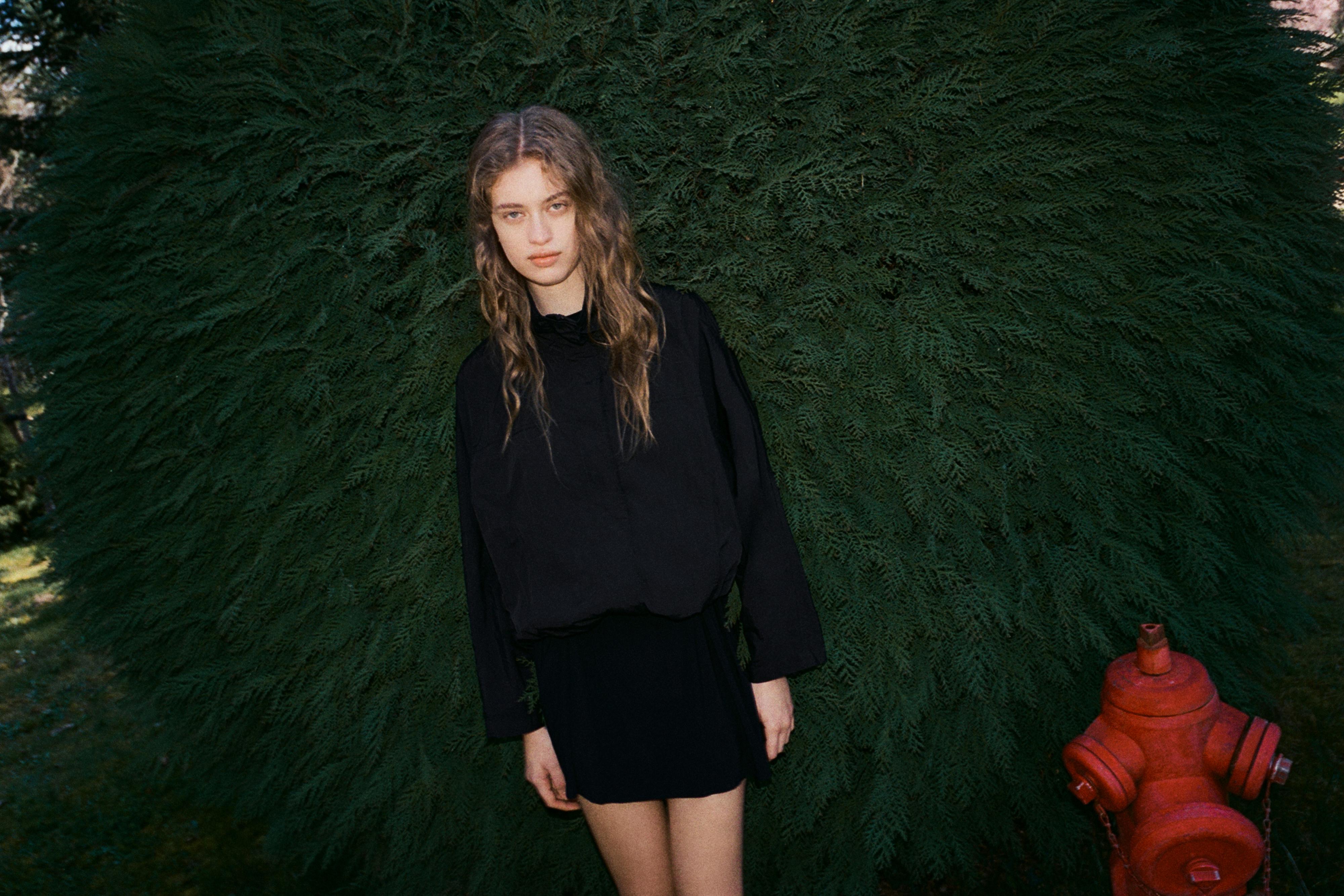 Short nylon-effect jacket — Black
