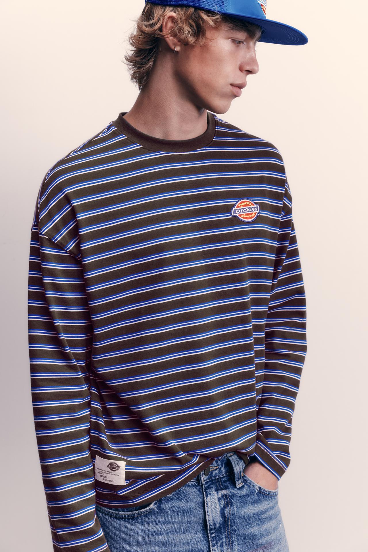 Striped Dickies T-shirt — Pale blue