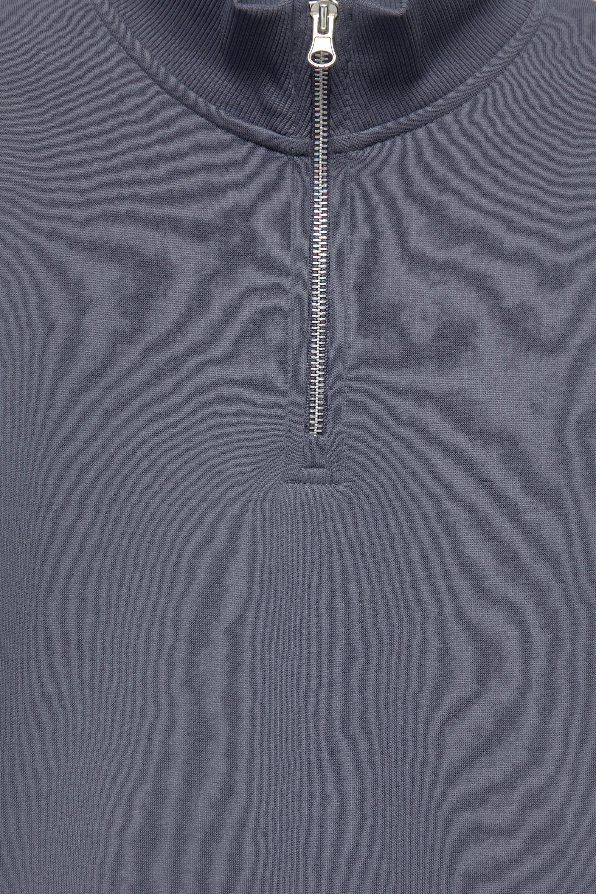 Quarter-zip sweatshirt — Grey blue