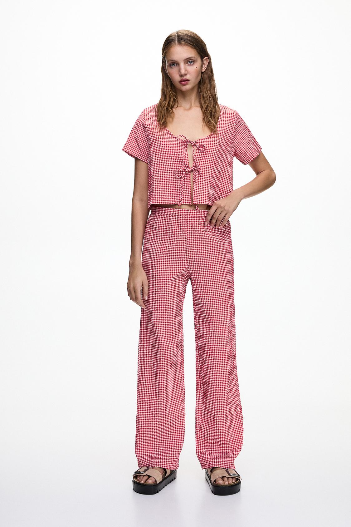 Fließende Hose mit Vichykaros - PULL&BEAR