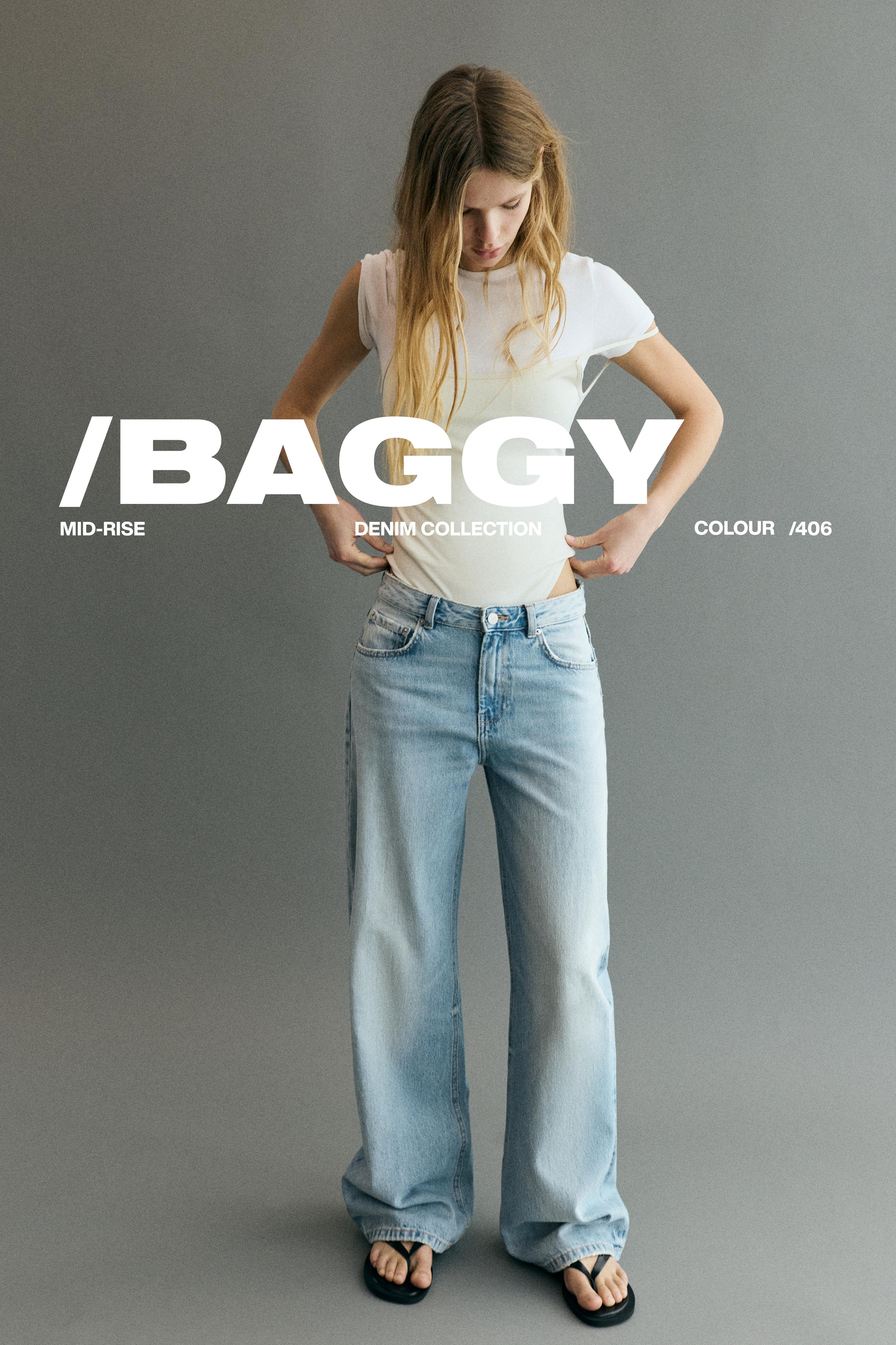 Mid-rise baggy jeans — Pale blue