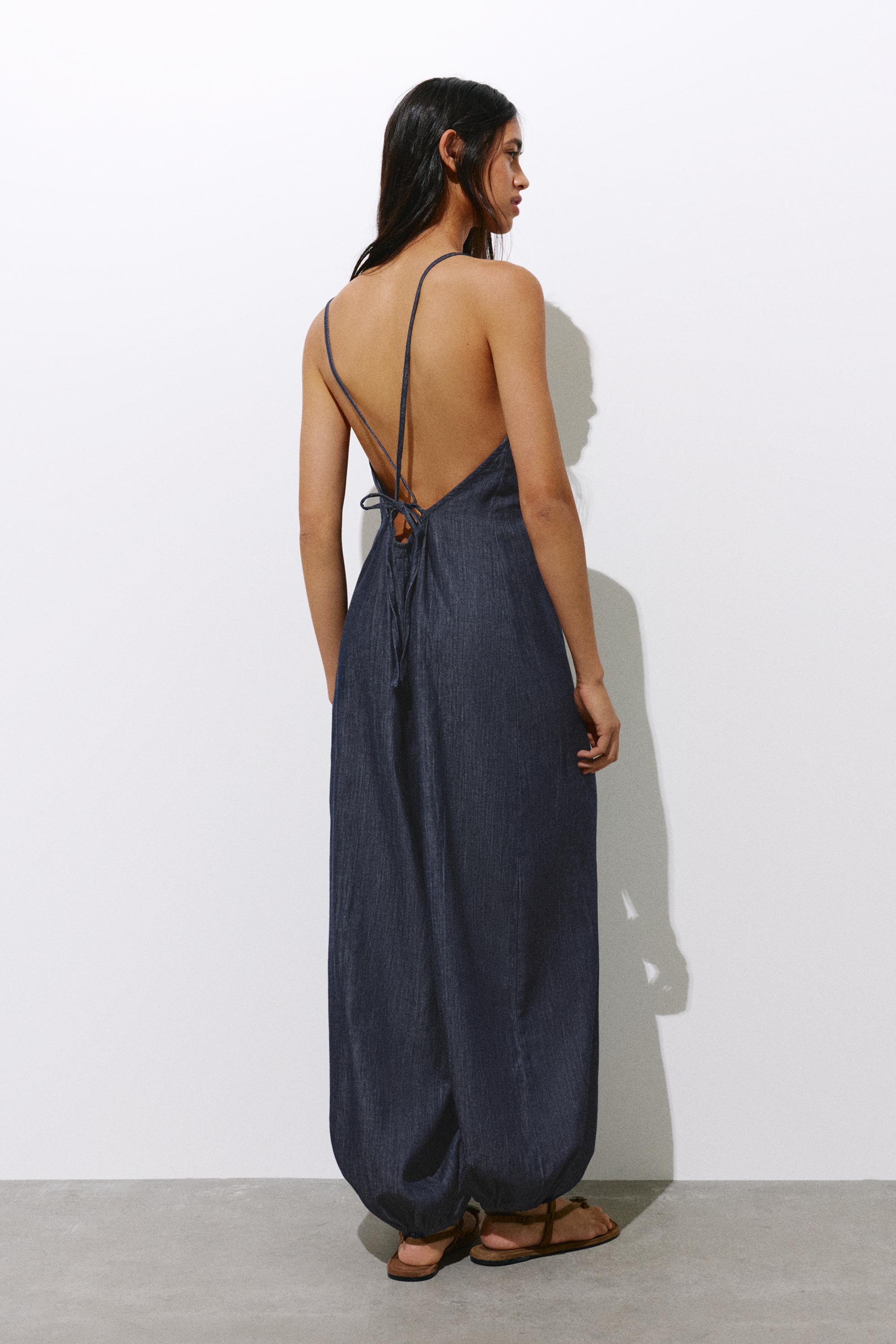Denim jumpsuit with straps — Navy