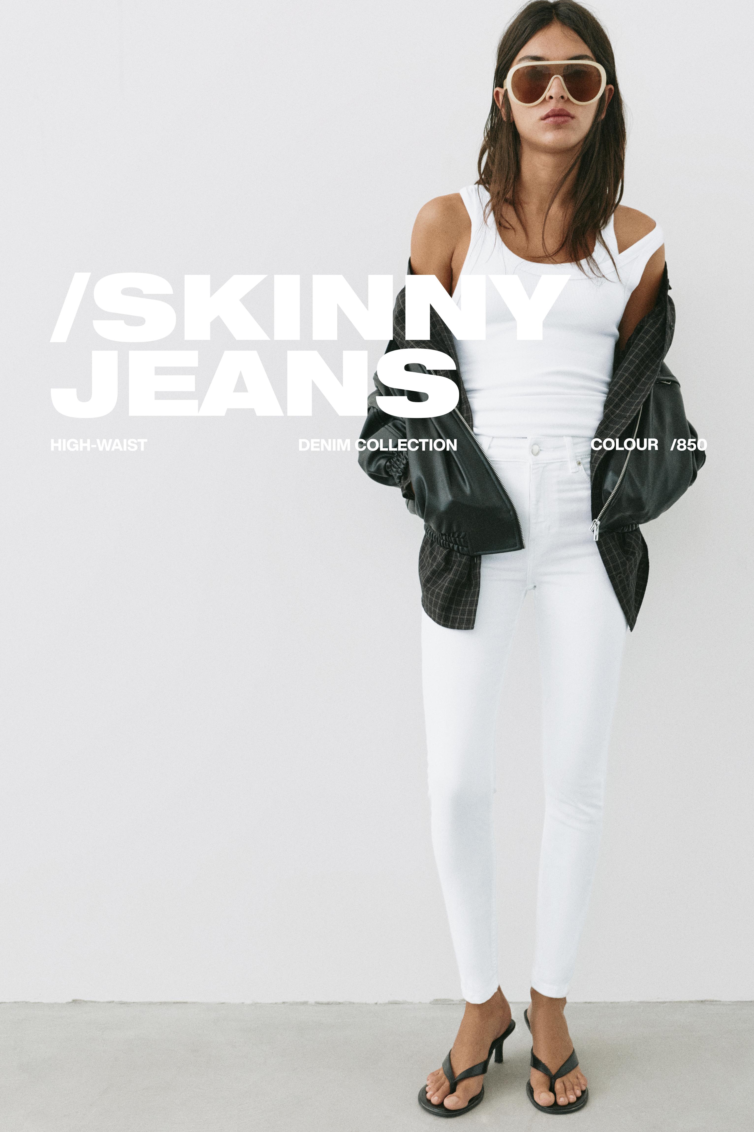 High-waist skinny jeans — Bright white