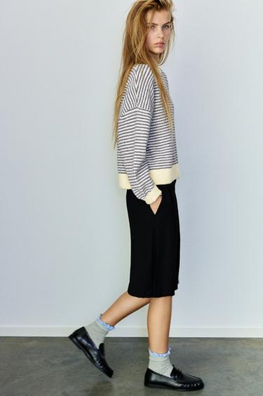 Striped jumper with contrast neck — Grey 4