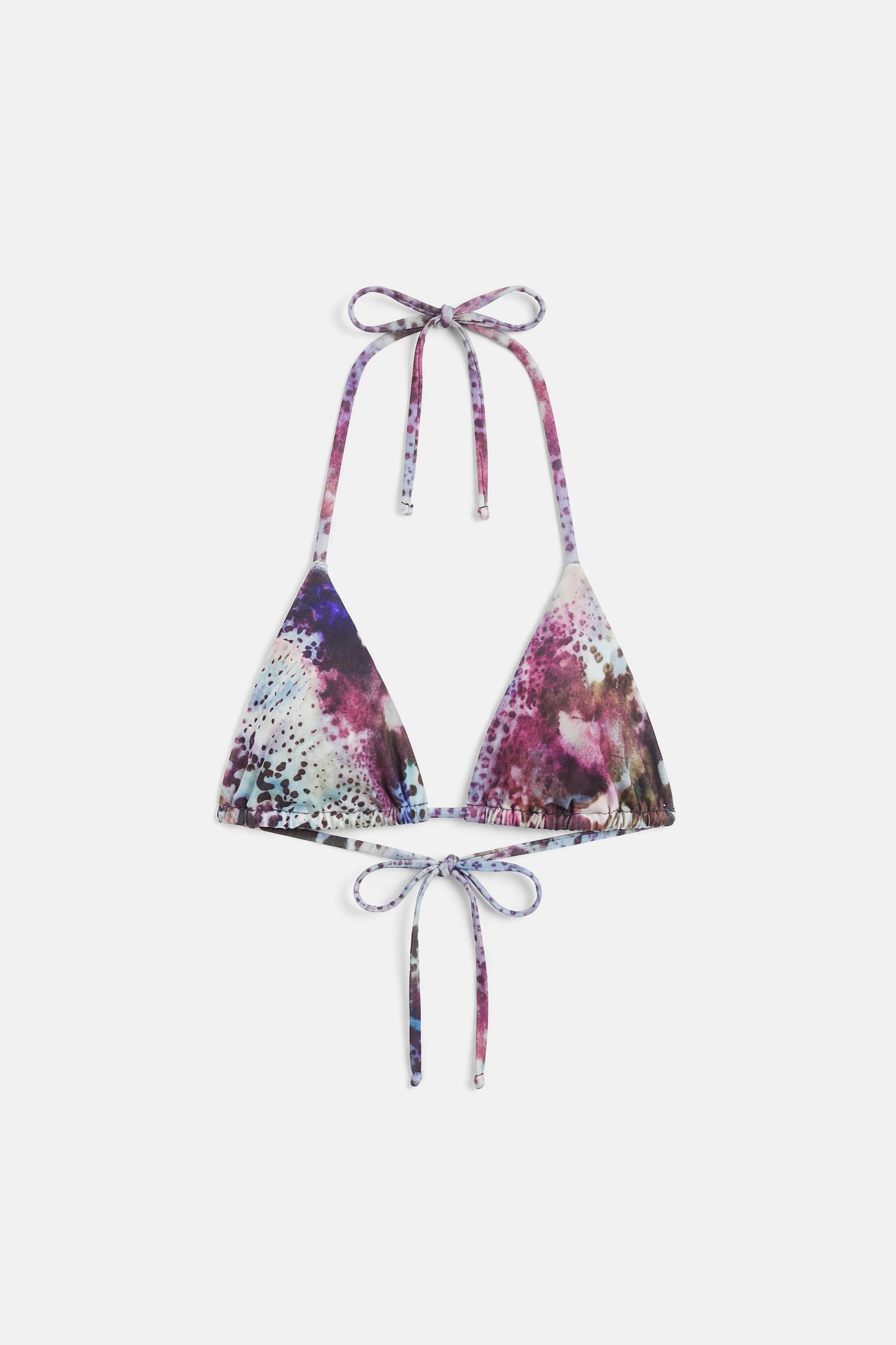 Triangle tie-dye animal print bikini top — Brown