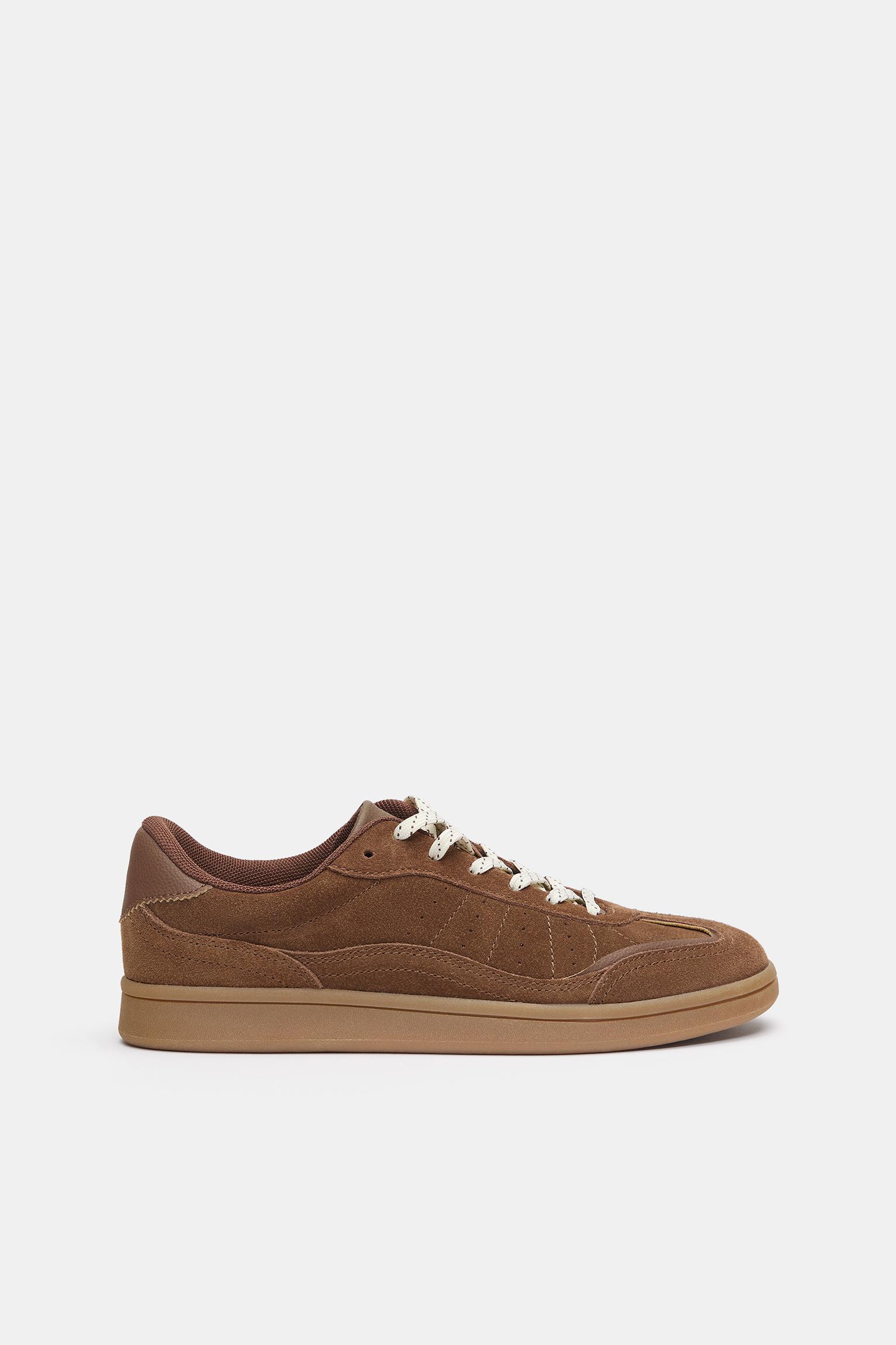 Split leather sneakers — Brown
