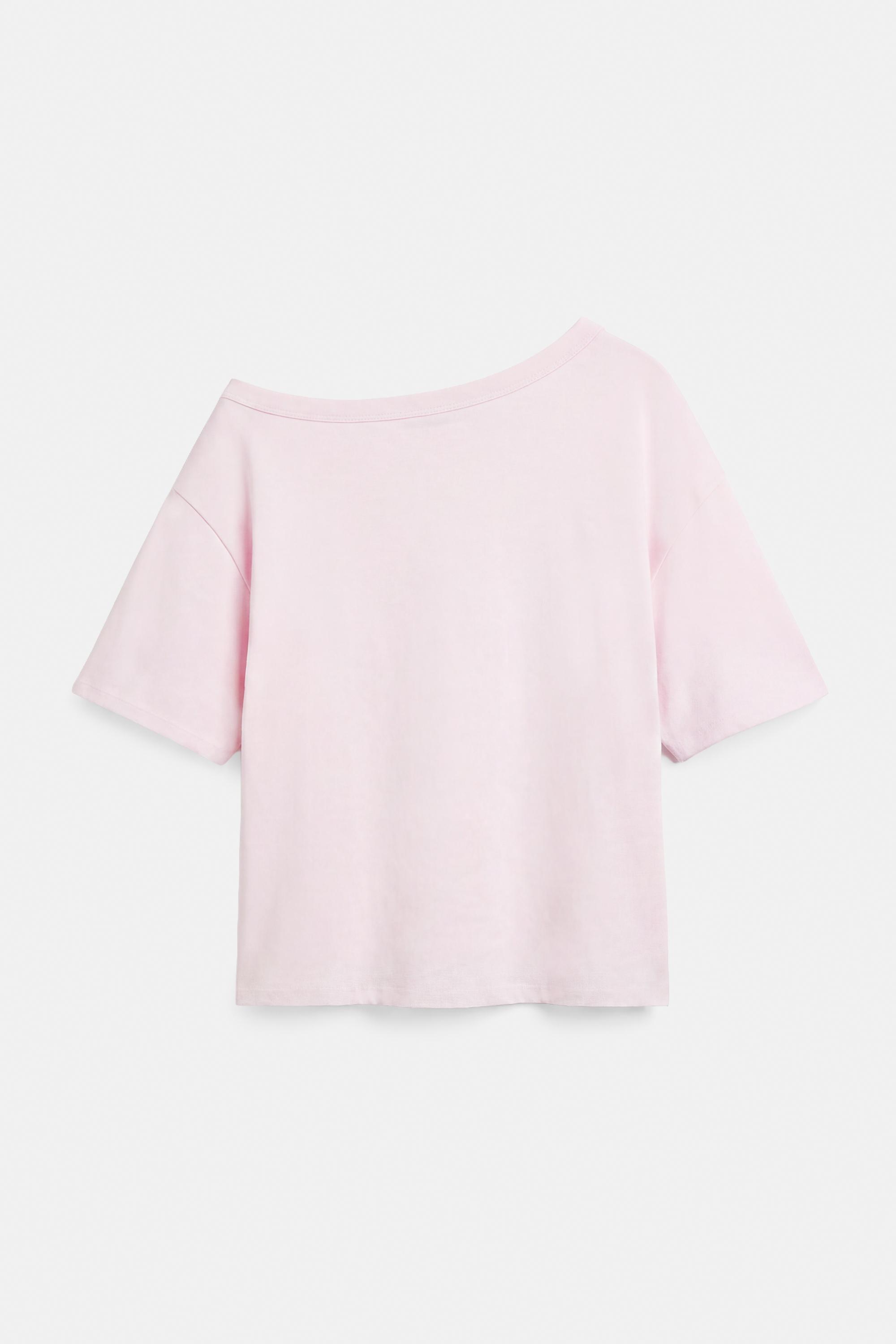 Asymmetric short sleeve T-shirt — Pink