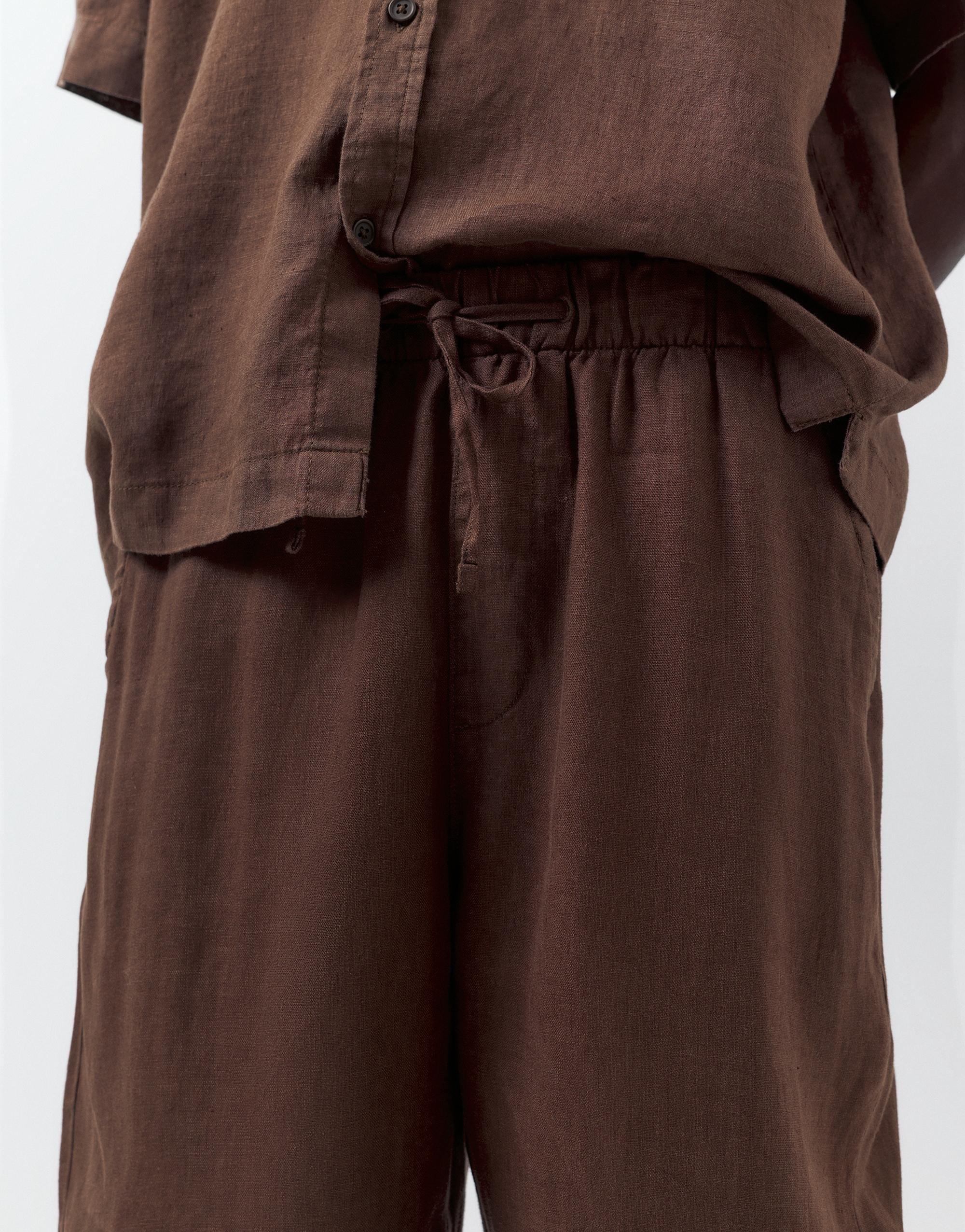 100% linen jogger trousers — Brown