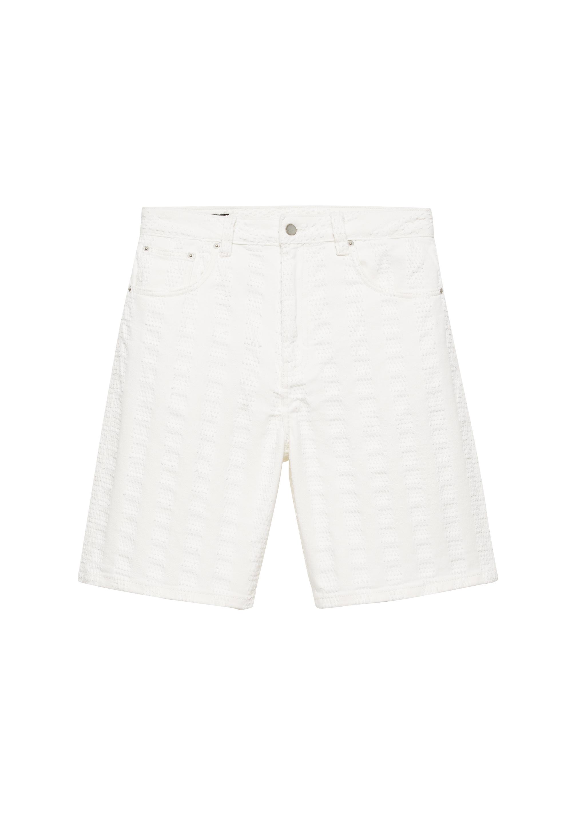 Jacquard denim Bermuda shorts — Ecru