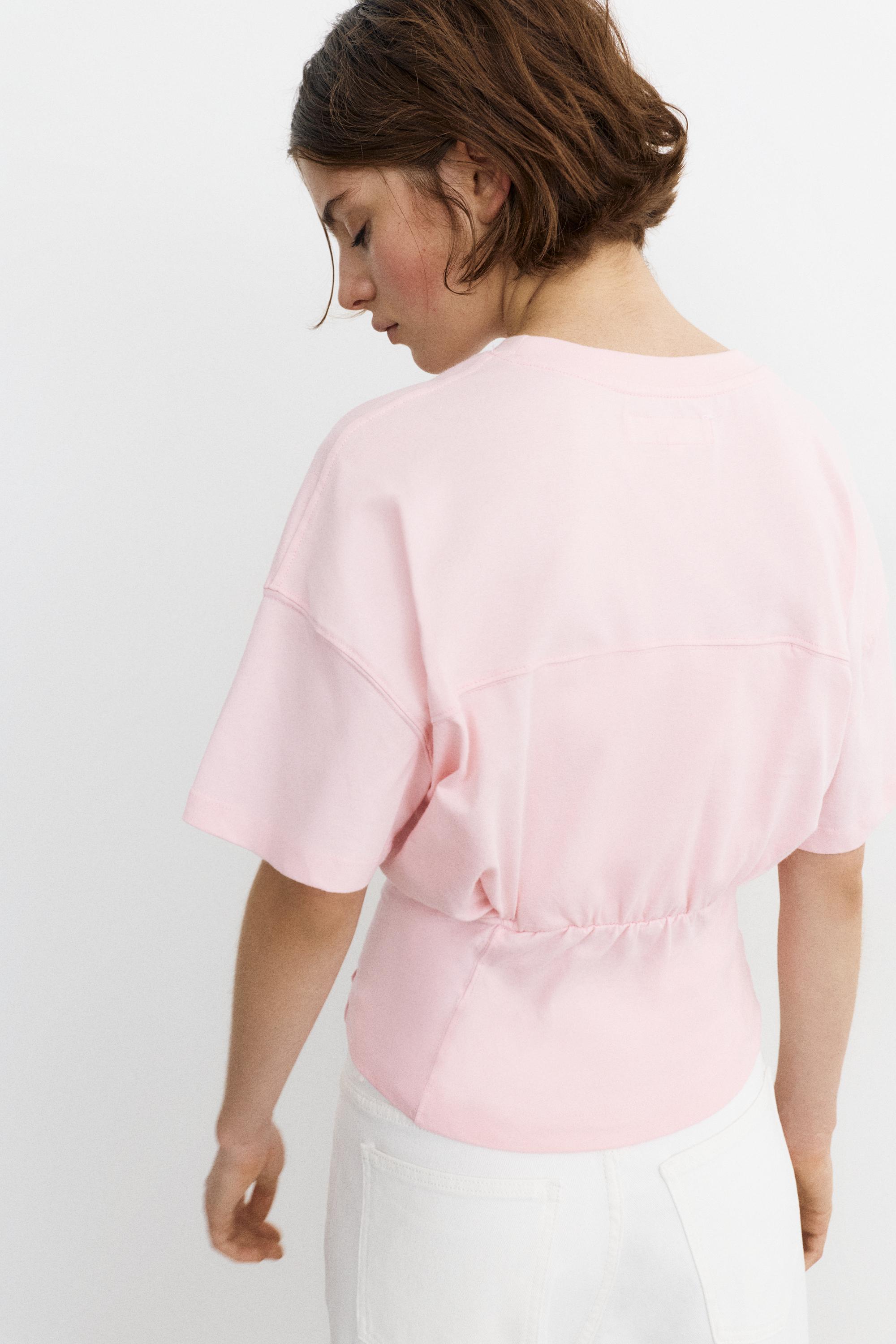 Panelled boxy-fit T-shirt — Pink
