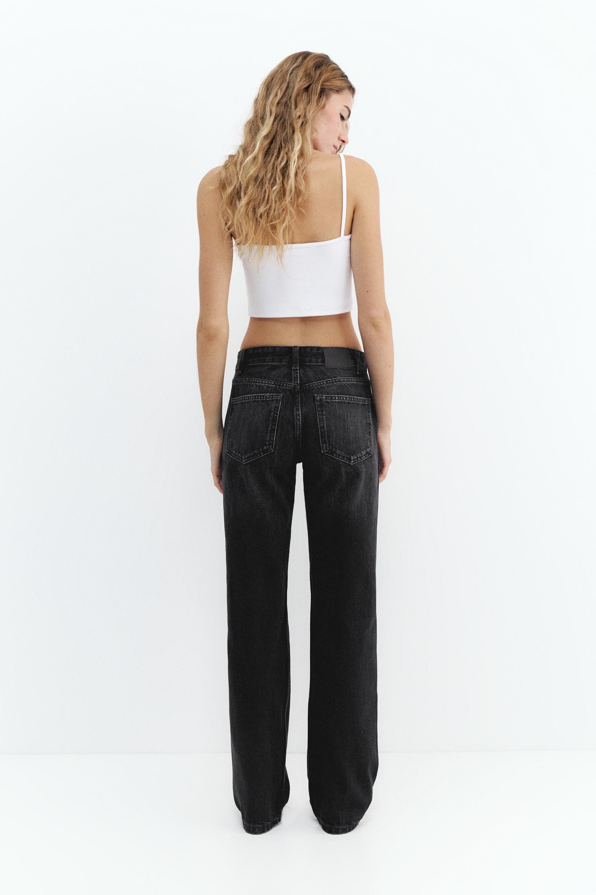 Mid-waist straight-leg jeans — Charcoal