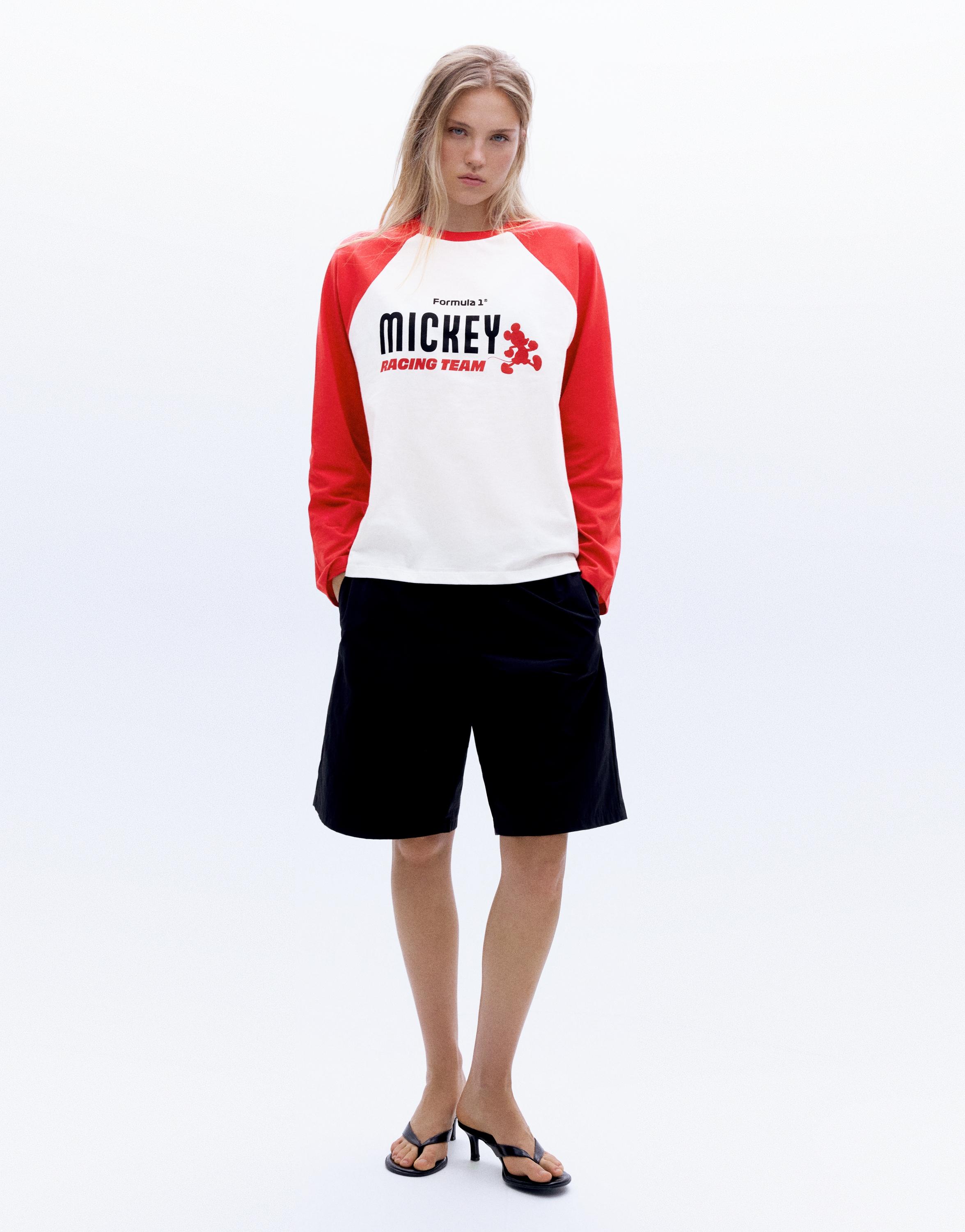 Pull&Bear Disney x F1 reglan kollu tişört