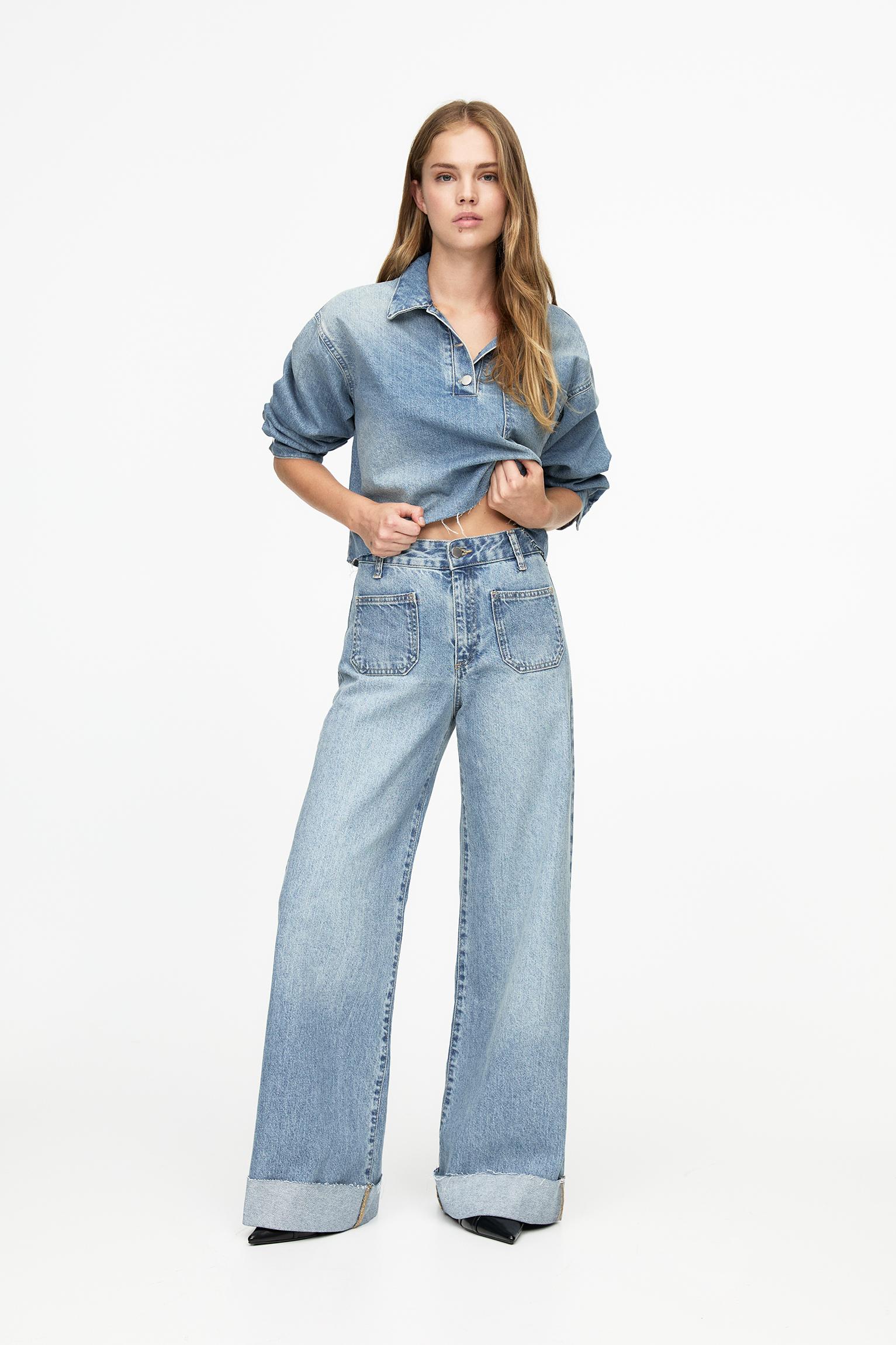 Wide leg jeans pull bear