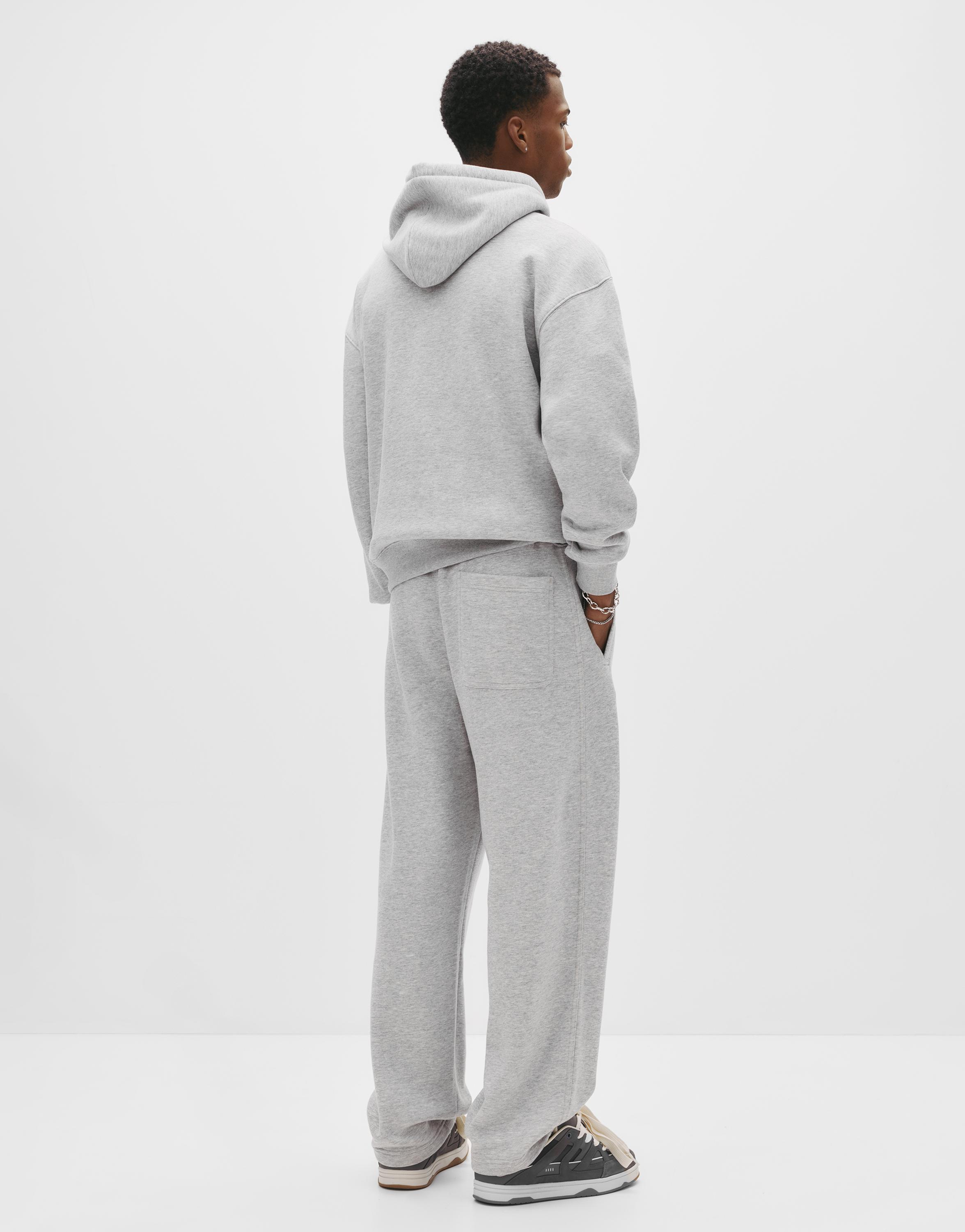 Basic baggy tracksuit bottoms — Grey marl