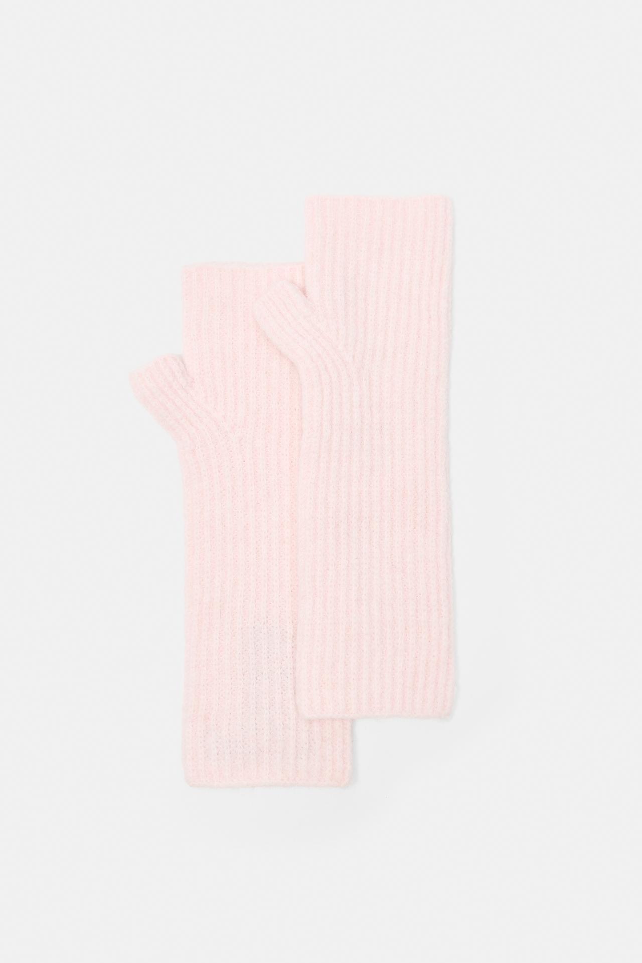 Ribbed knit mittens — Pink