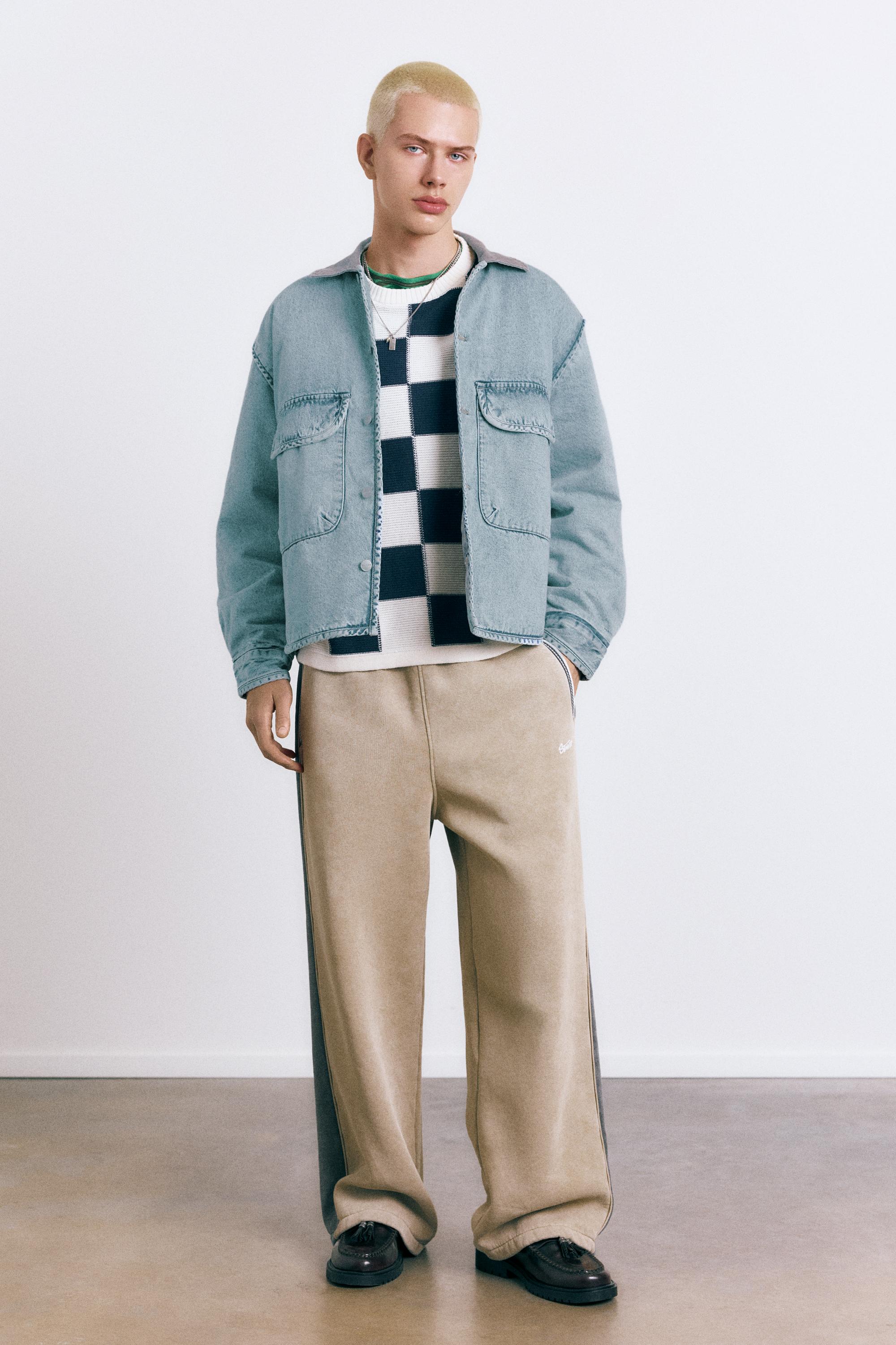 Kontrast yakalı denim ceket - Görsel 11