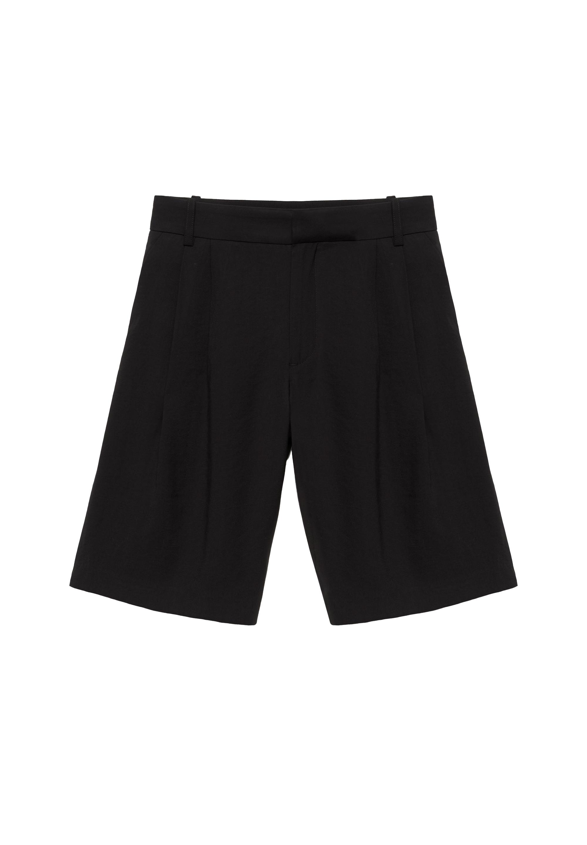Long darted Bermuda shorts — Black