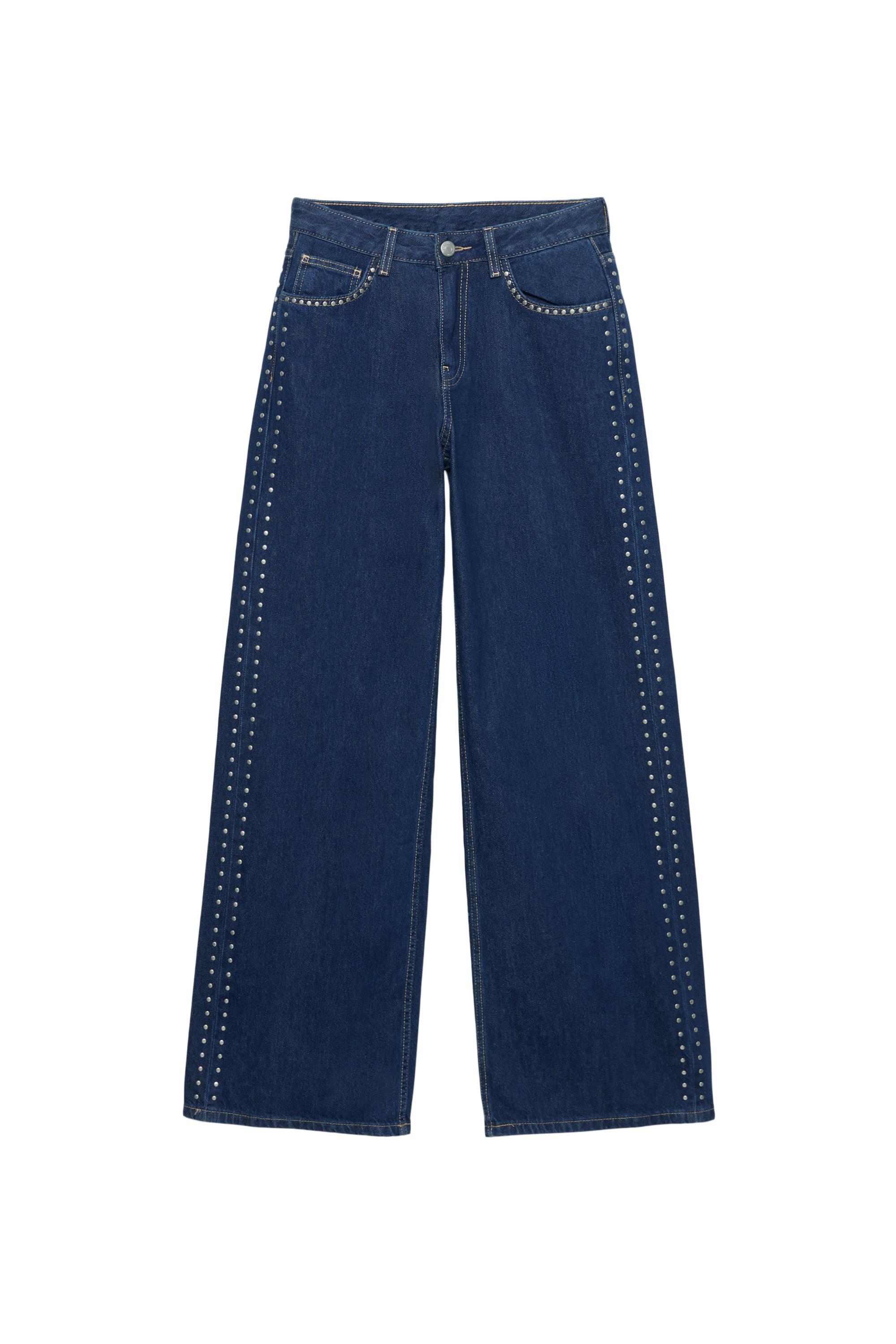 Zımbalı geniş paça jean - Görsel 3