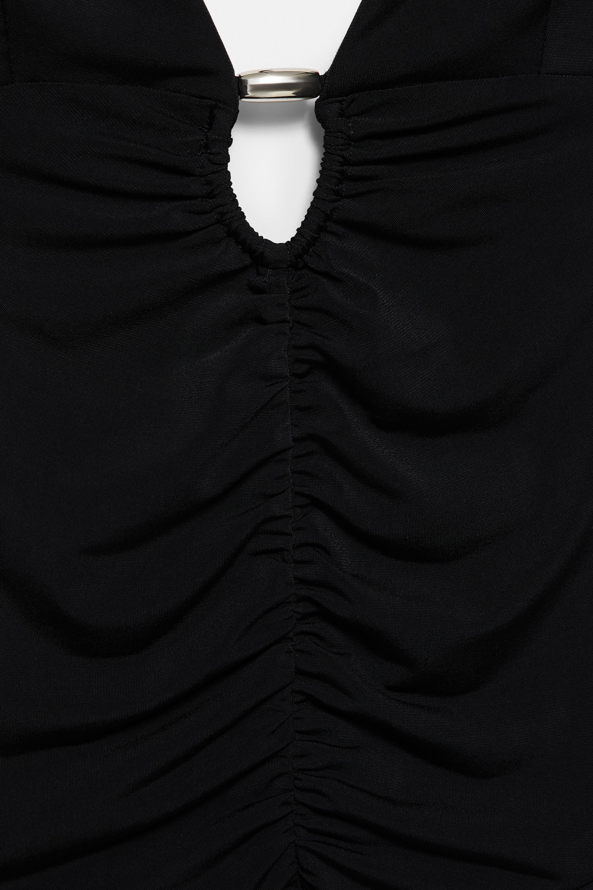 Gathered halter bodysuit — Black