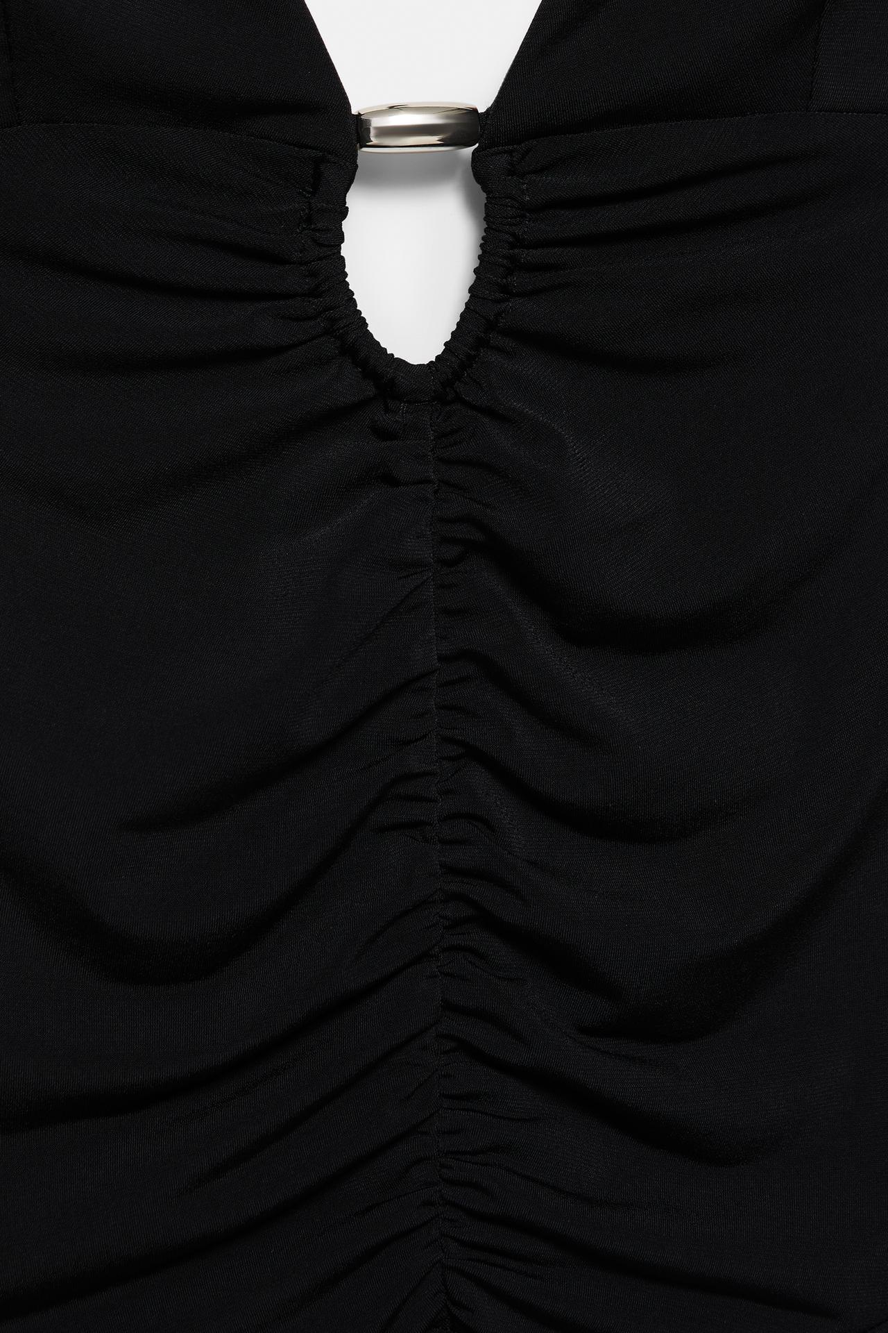 Gathered halter bodysuit — Black