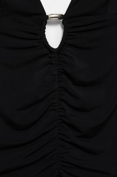 Gathered halter bodysuit — Black 6