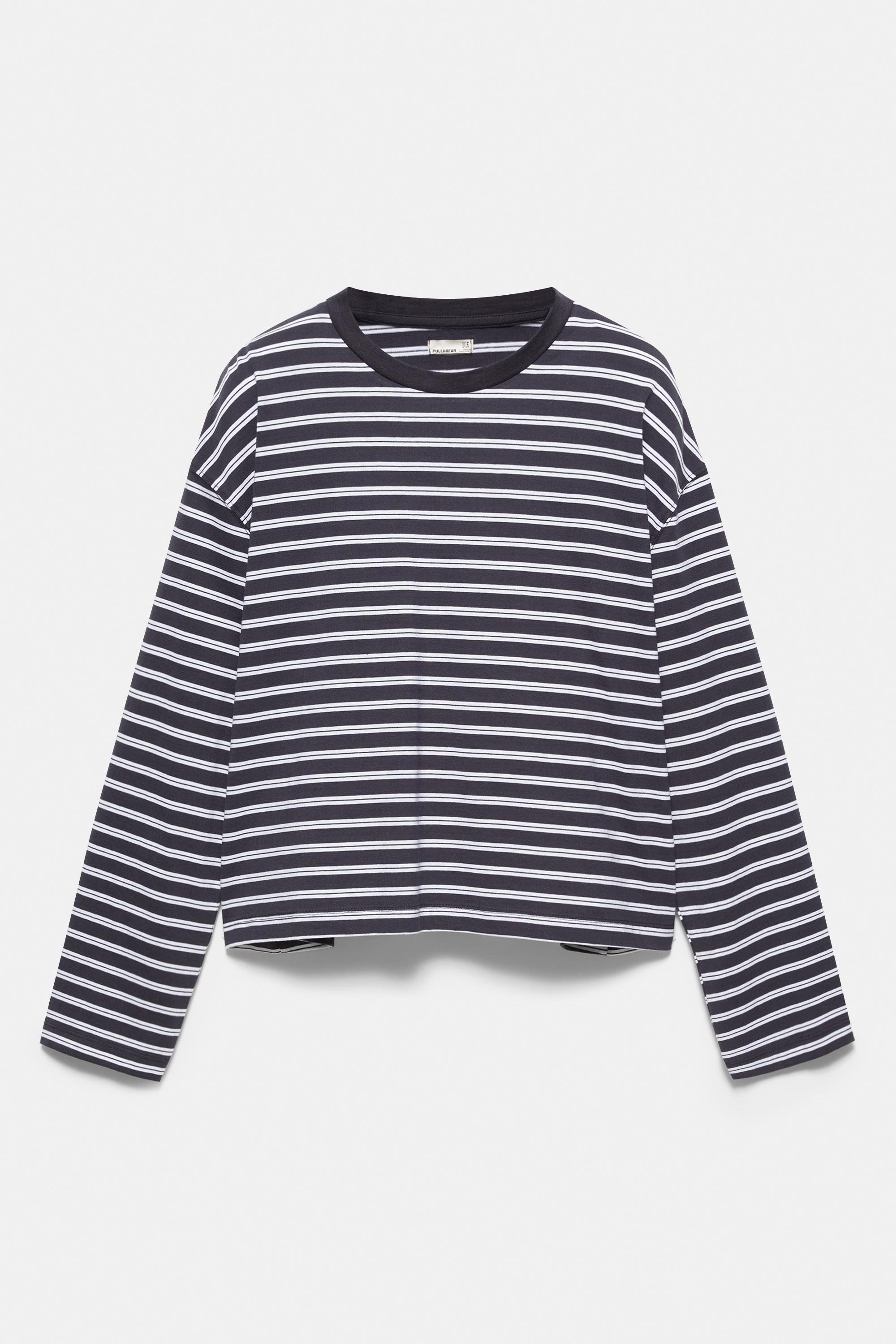 Boxy-fit long sleeve T-shirt — Striped
