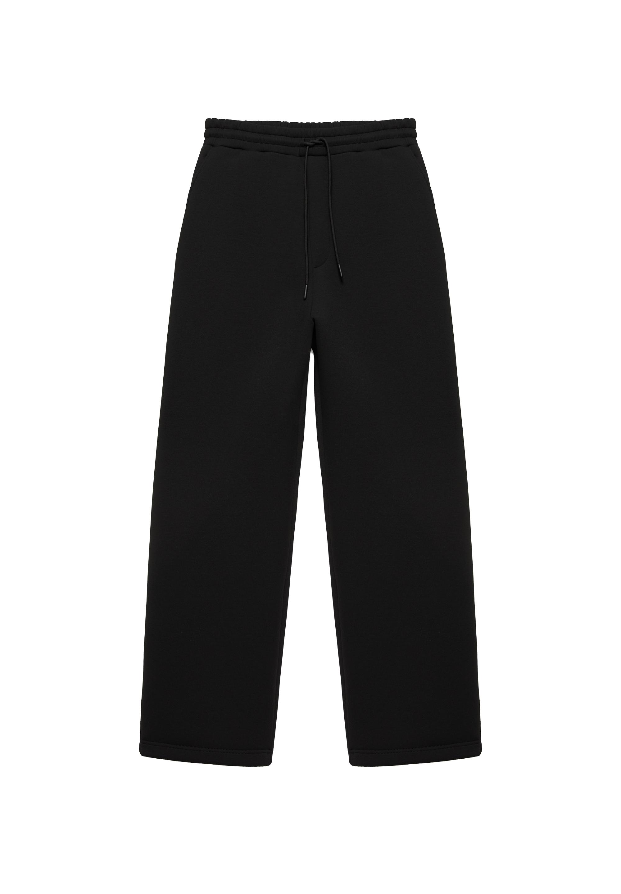 Neoprene-effect baggy trousers — Black