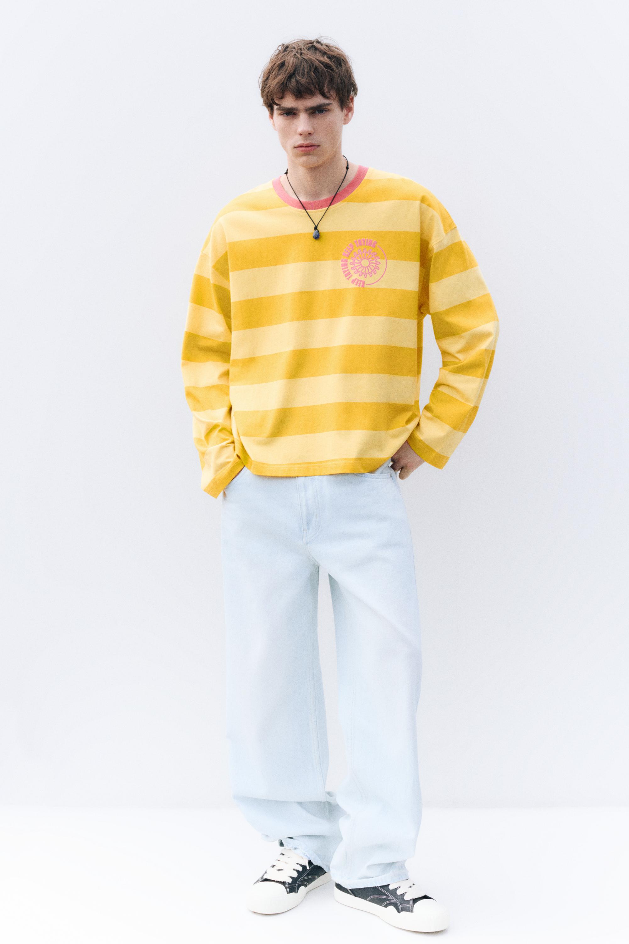 STWD boxy striped T-shirt — Yellow